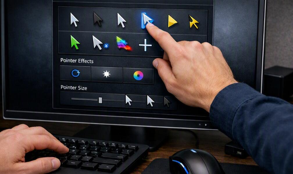 How do I change the mouse pointer appearance and color?