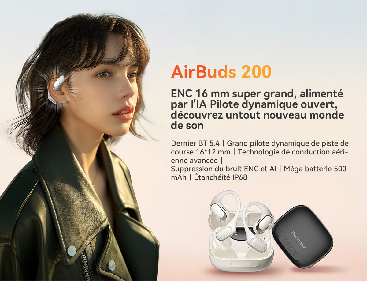 Blackview Airbuds 200 Étanches IP68 Écouteurs TWS à Oreille Ouverte