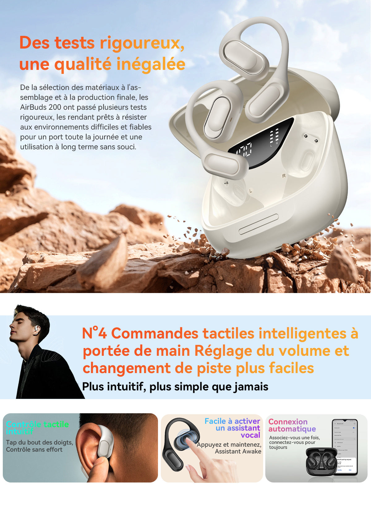 Blackview Airbuds 200 Étanches IP68 Écouteurs TWS à Oreille Ouverte