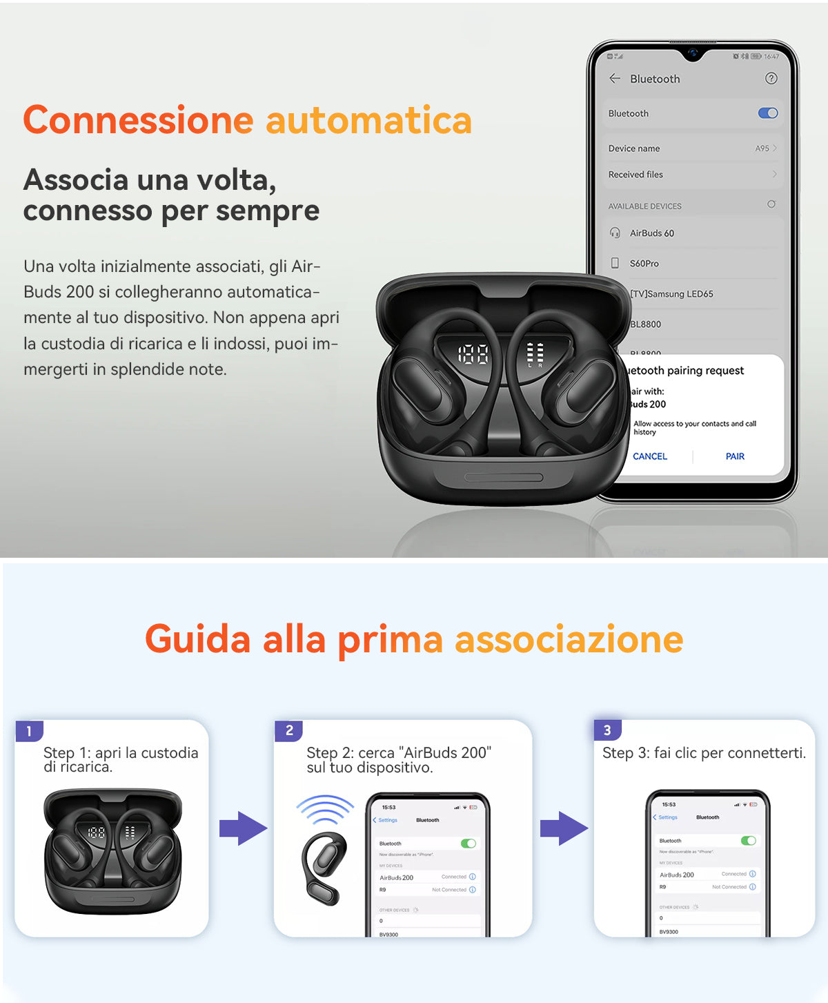 Blackview Airbuds 200 IP68 auricolari TWS impermeabili a orecchio aperto