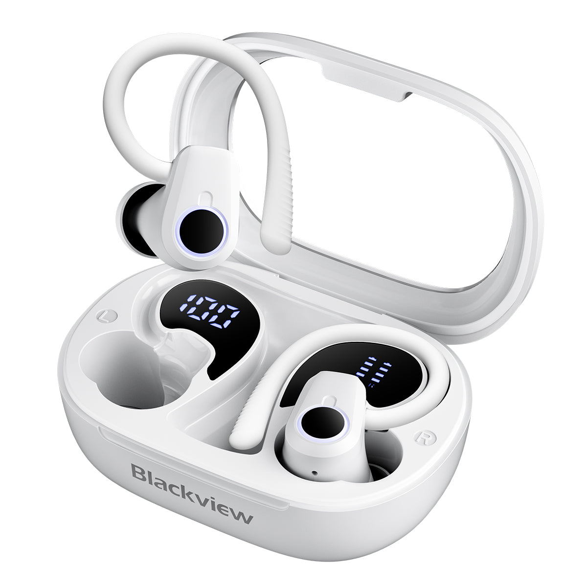 Blackview AirBuds 60 IPX4 Waterproof Bluetooth 5.3 Half In-ear TWS Earbuds with Earhooks