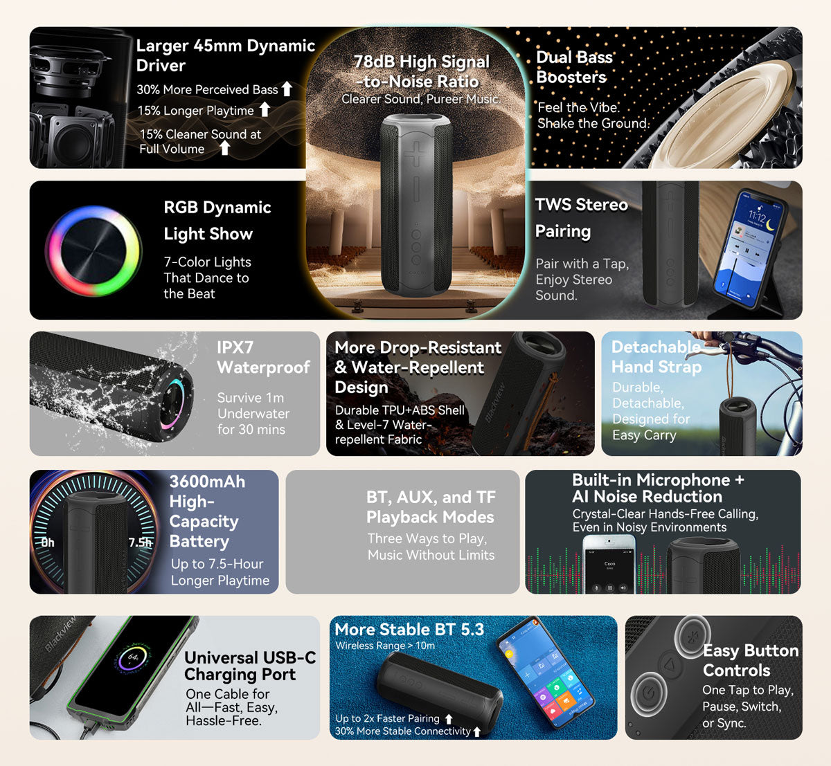 Blackview AuraBass 3 Bluetooth-Lautsprecher