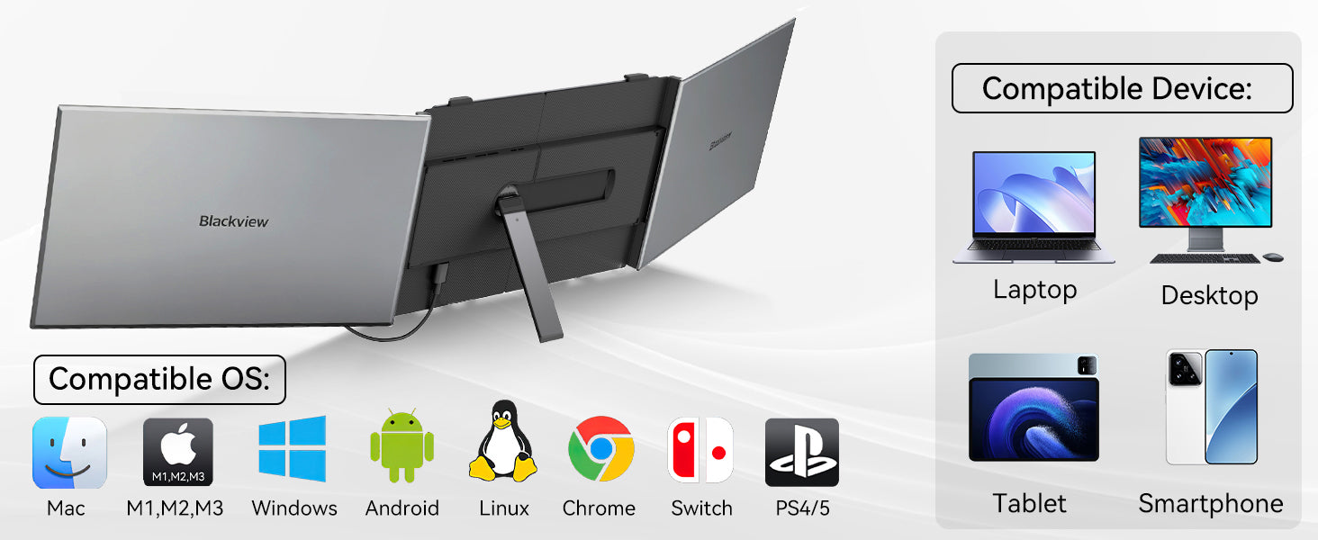 Blackview DCM6 Pro 14 tuuman kaksoisnäyttö kannettava tietokoneen näytön laajennin