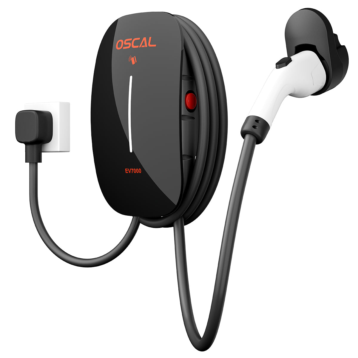 Chargeur mural intelligent Oscal EV7000 7kW pour VE avec accès par carte RFID et contrôle via application