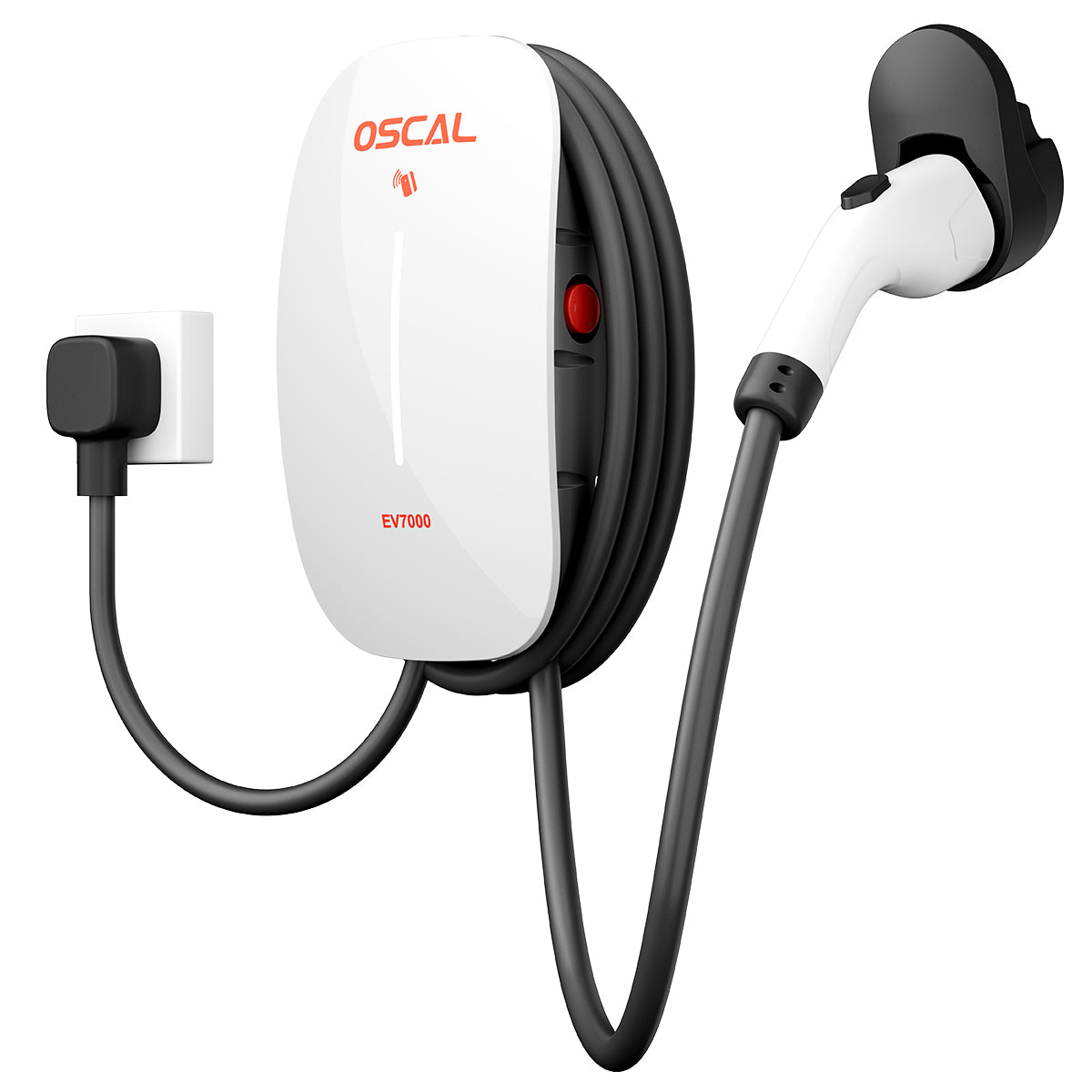 Chargeur mural intelligent Oscal EV7000 7kW pour VE avec accès par carte RFID et contrôle via application