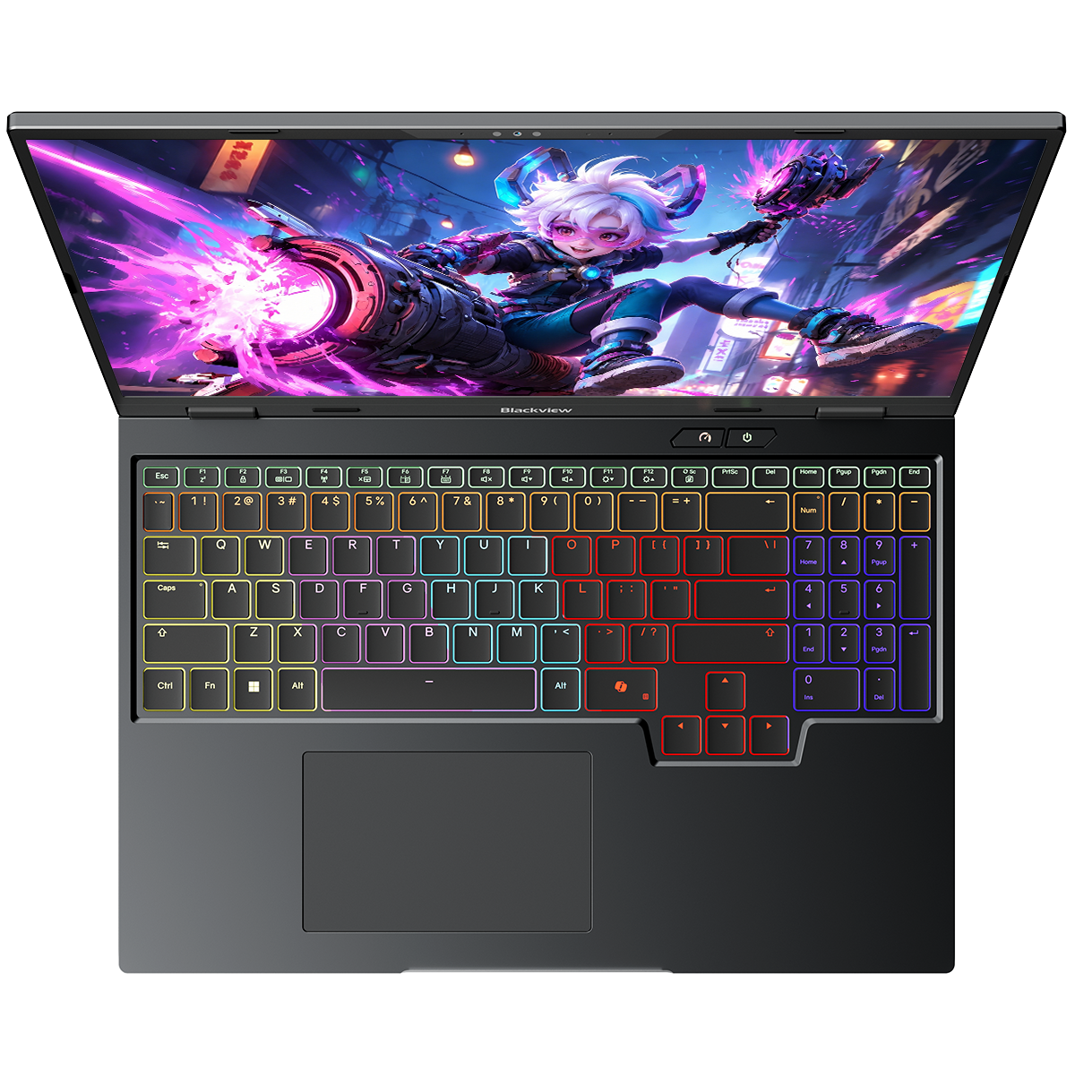 Portátil para juegos Blackview GamiBook 16 de 16" con pantalla 2.5K a 300Hz, CPU Intel® Core™, GPU NVIDIA® GeForce, 16GB de RAM DDR5, SSD M.2 PCIe Gen4 de 1TB y Windows 11 Pro.