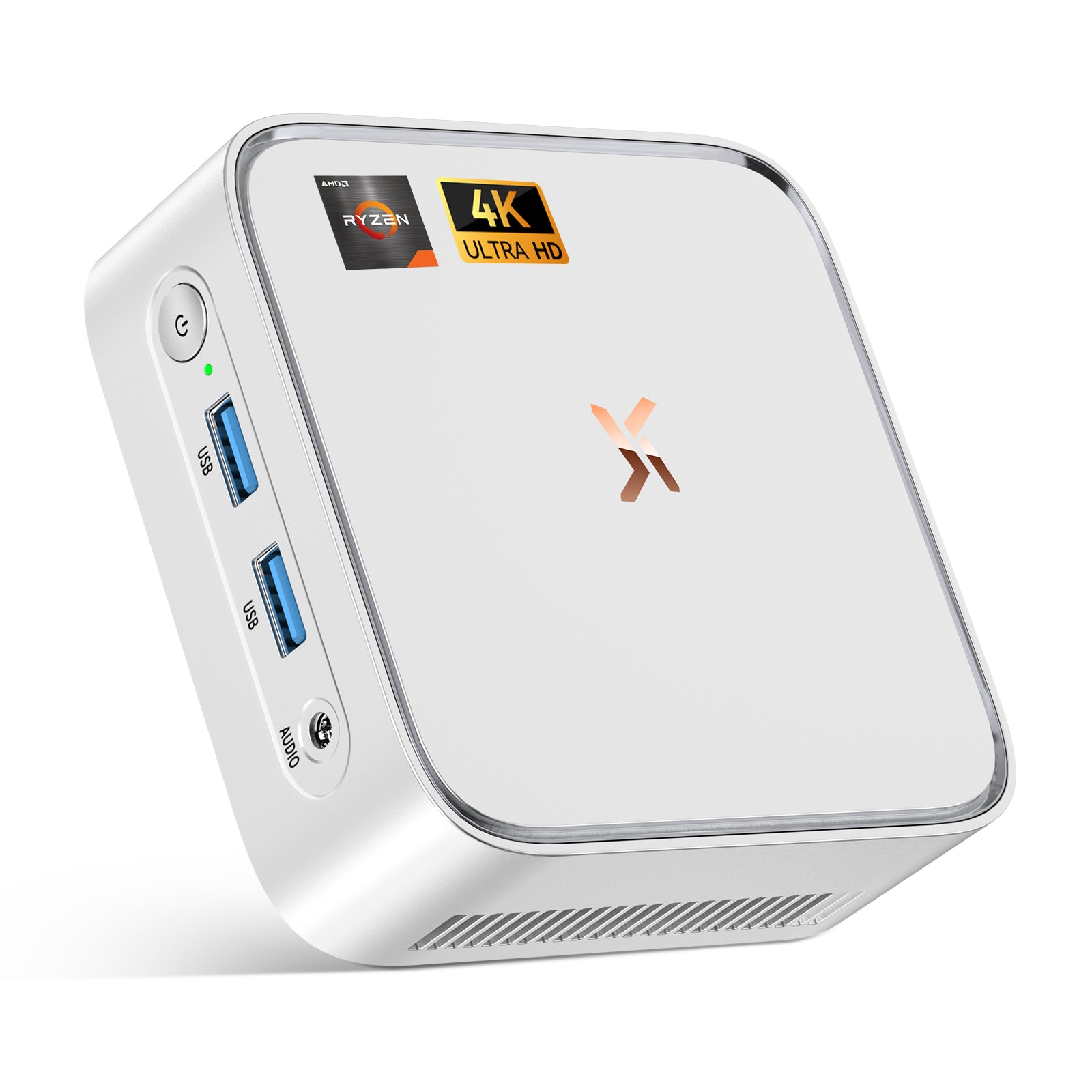 Huidun H80 Mini PC AMD Ryzen 5 3500U (MAX 3,7 GHz), 16 GB 512 GB, Office hjemmecomputer, dobbelt skærm, WiFi 5 BT4.2, 3 års garanti, til bærbar, skærm (sølv)