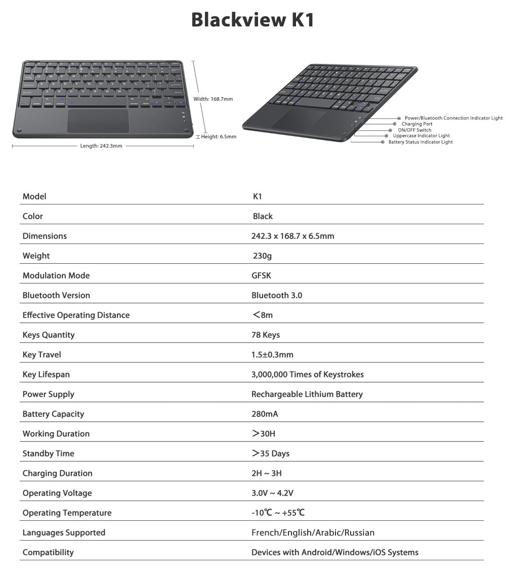 Bluetooth клавиатура Blackview K1