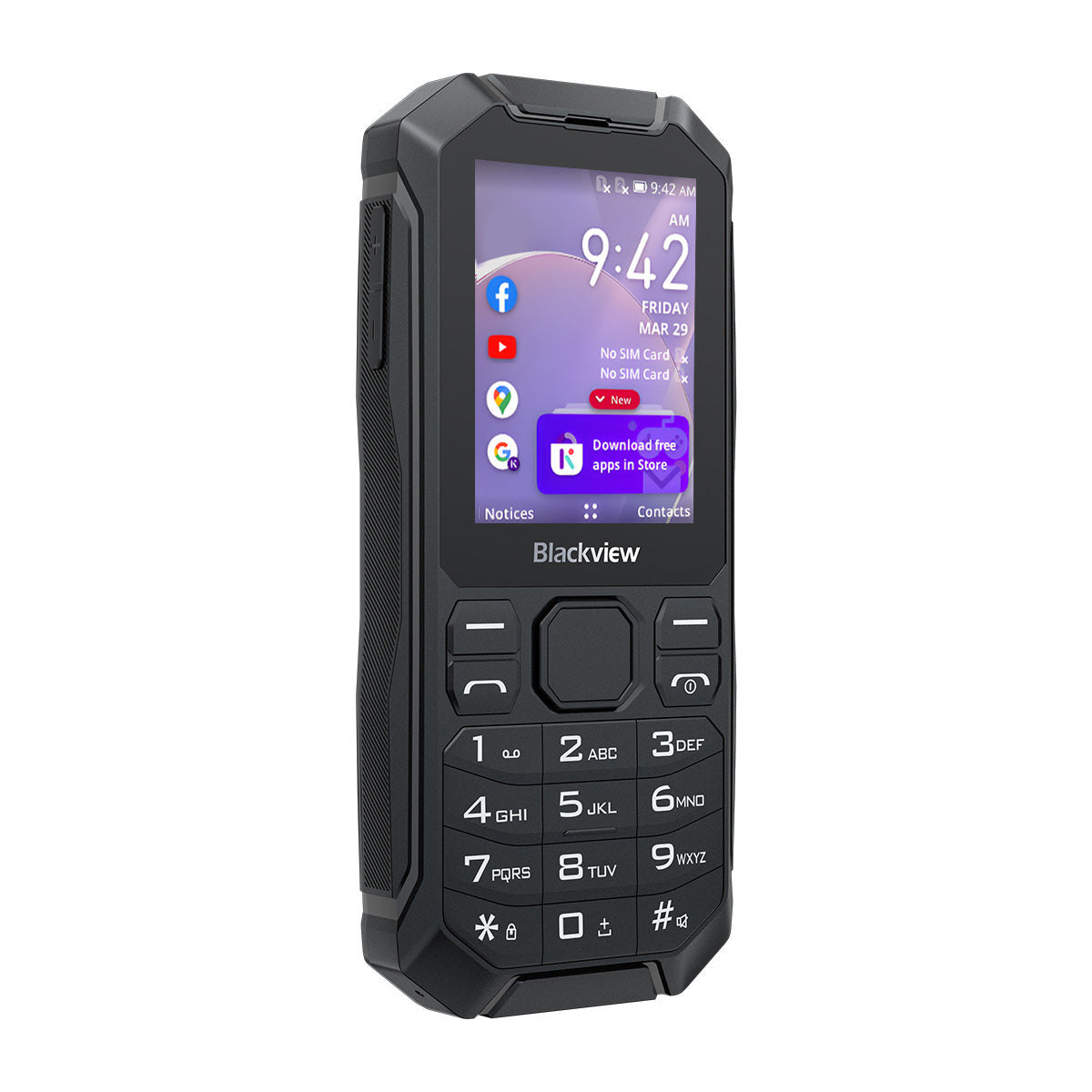 Blackview N1000 Téléphone Portable Mini Ruggedisé 4G KaiOS avec Clavier Détachable et Lampe Torche de 2,4 Pouces