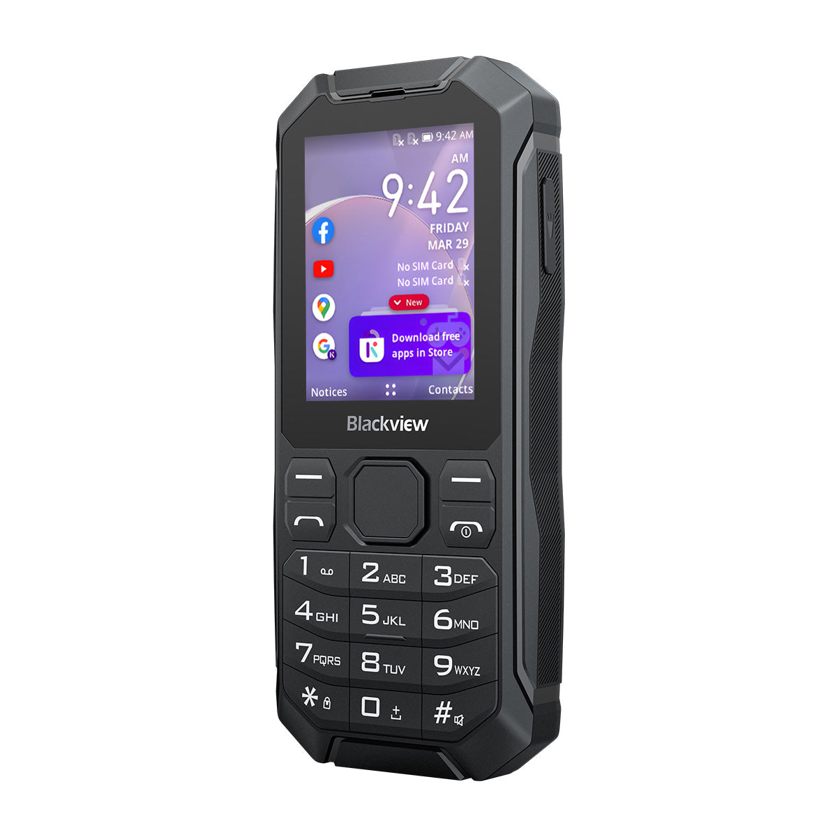 Blackview N1000 Téléphone Portable Mini Ruggedisé 4G KaiOS avec Clavier Détachable et Lampe Torche de 2,4 Pouces