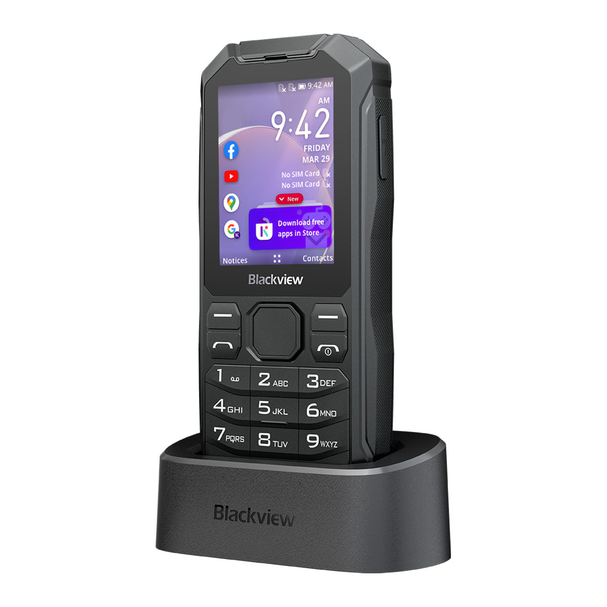 Blackview N1000 Téléphone Portable Mini Ruggedisé 4G KaiOS avec Clavier Détachable et Lampe Torche de 2,4 Pouces