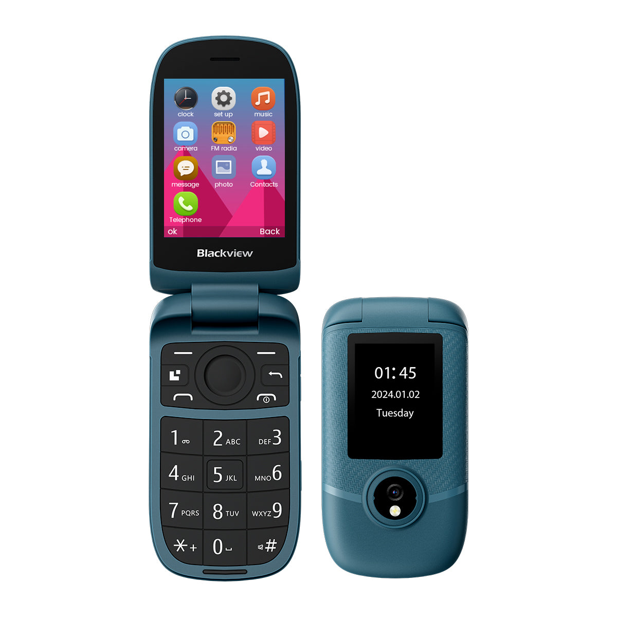 Blackview N2000 Flip 2.8"+1.77" Display Unisoc T107 1500mAh Dual SIM 4G Cell Phone