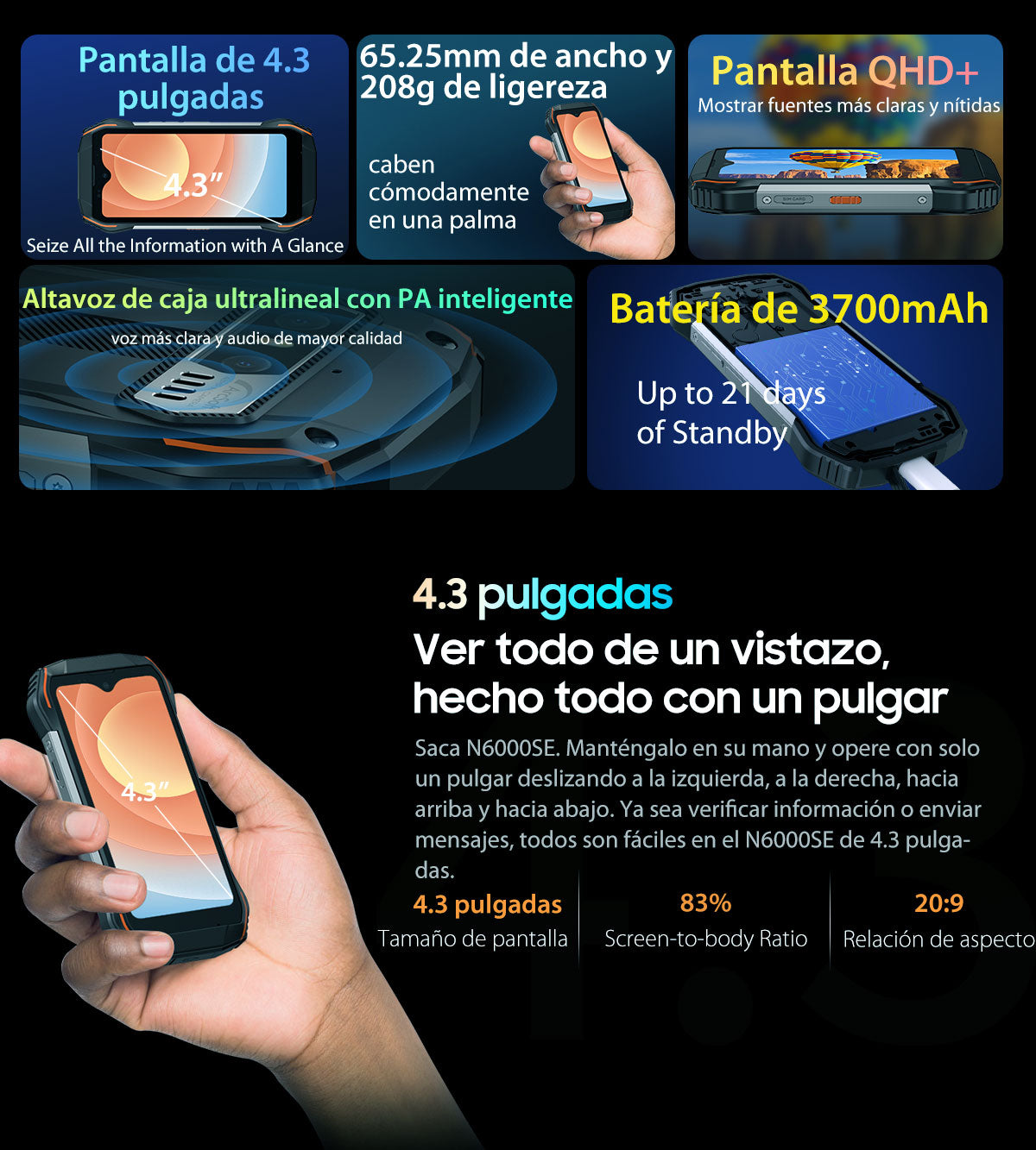 Blackview N6000SE Teléfono Mini Resistente de 4.3 Pulgadas