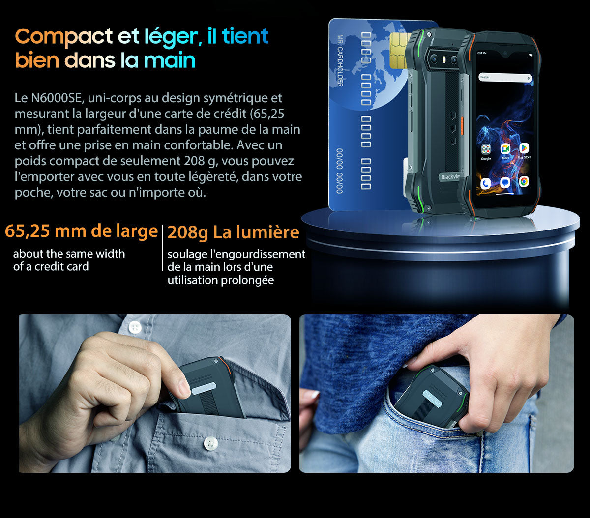 Blackview N6000SE Téléphone Mini Robuste de 4,3 Pouces