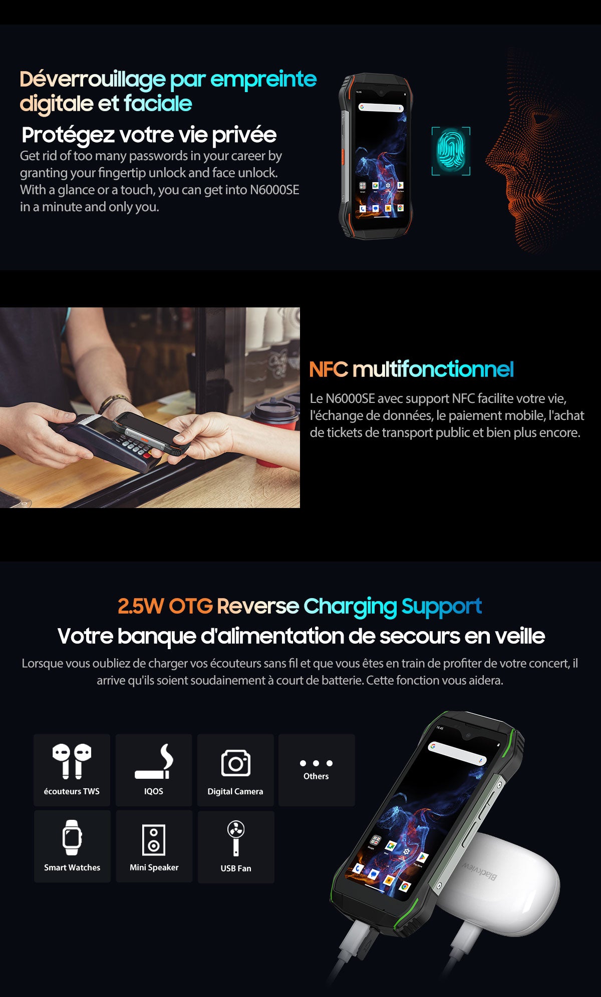 Blackview N6000SE Téléphone Mini Robuste de 4,3 Pouces