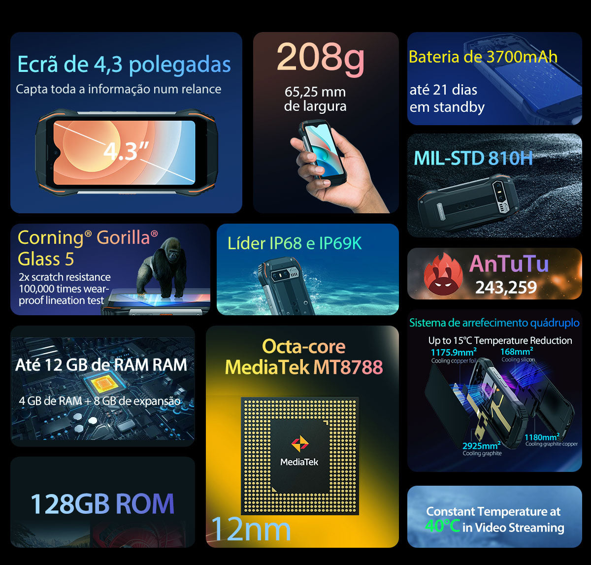 Blackview N6000SE Telefone Mini Rugged de 4,3 Polegadas