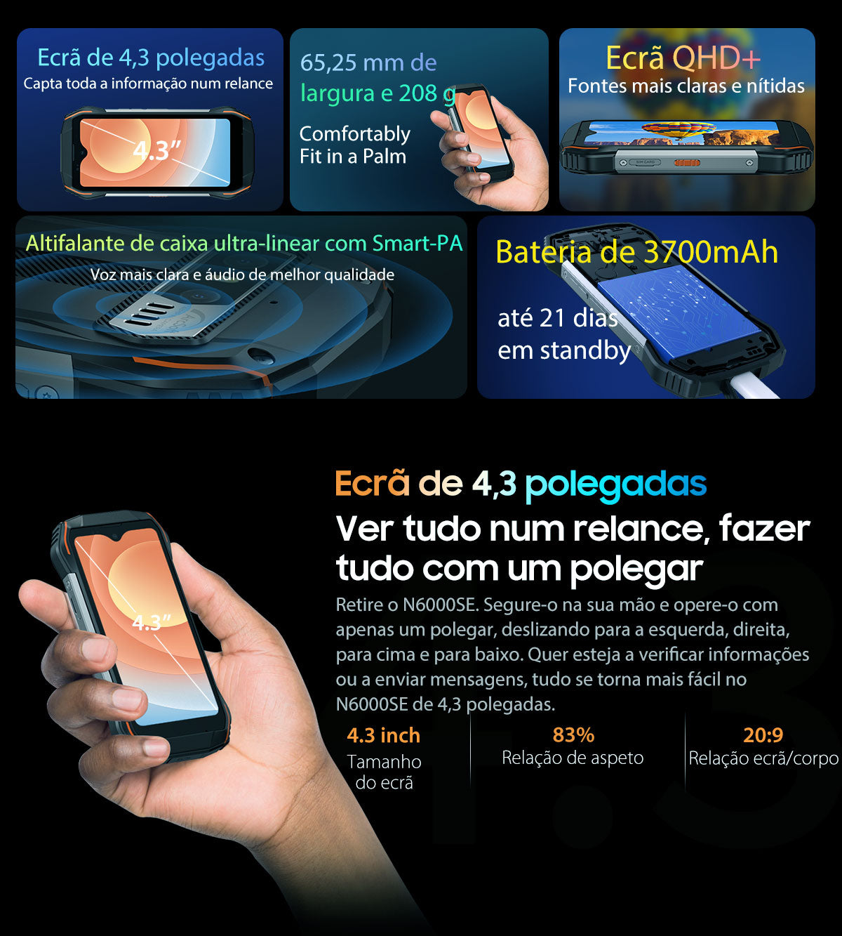 Blackview N6000SE Telefone Mini Rugged de 4,3 Polegadas