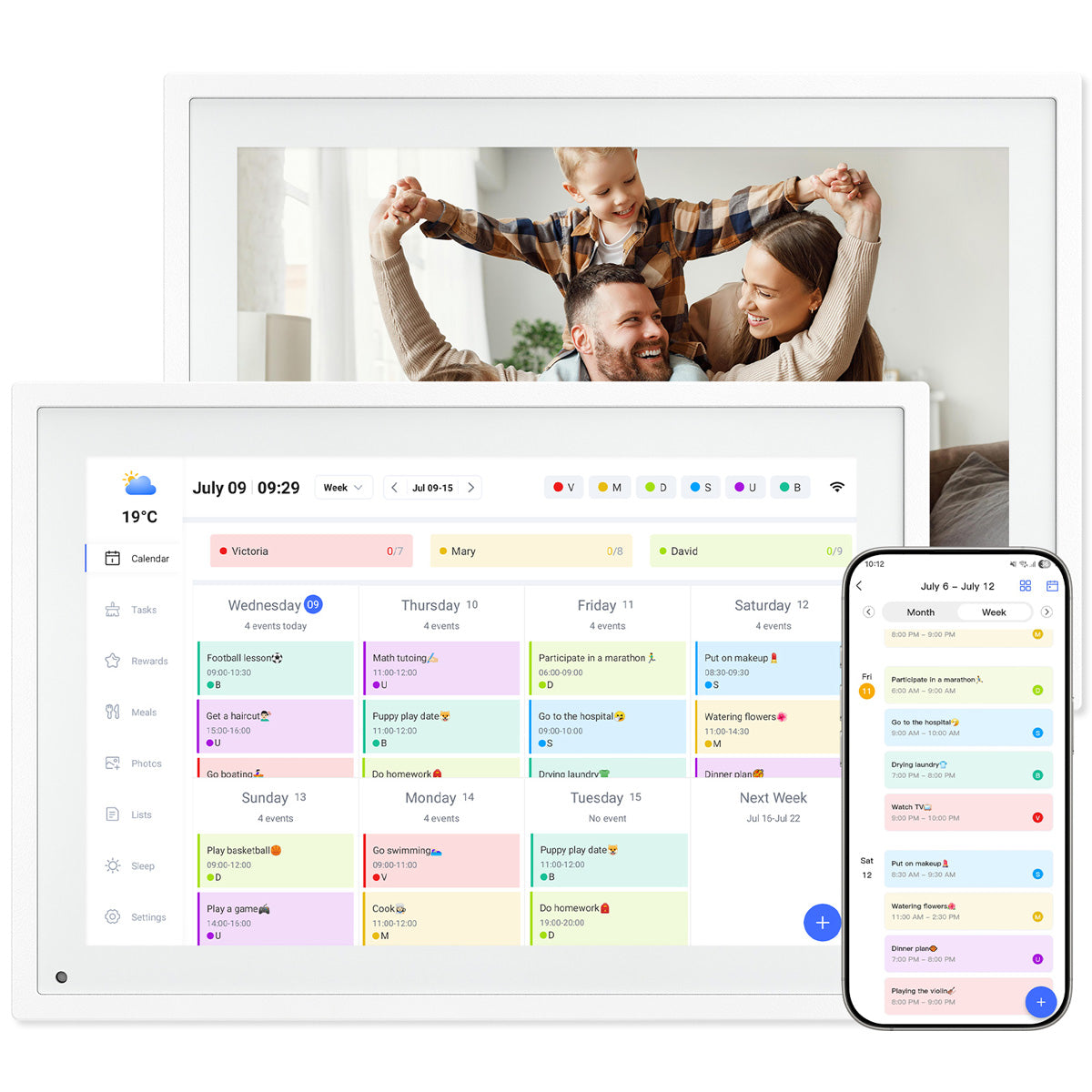TABWEE P10 Calendario digital con pantalla táctil HD de 10.1 pulgadas con Wi-Fi y soporte para la aplicación eCalendar