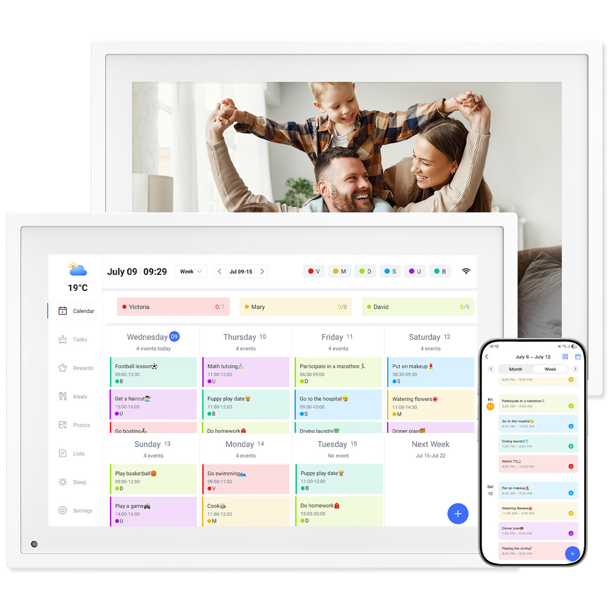 TABWEE P10 Calendario digital con pantalla táctil HD de 10.1 pulgadas con Wi-Fi y soporte para la aplicación eCalendar