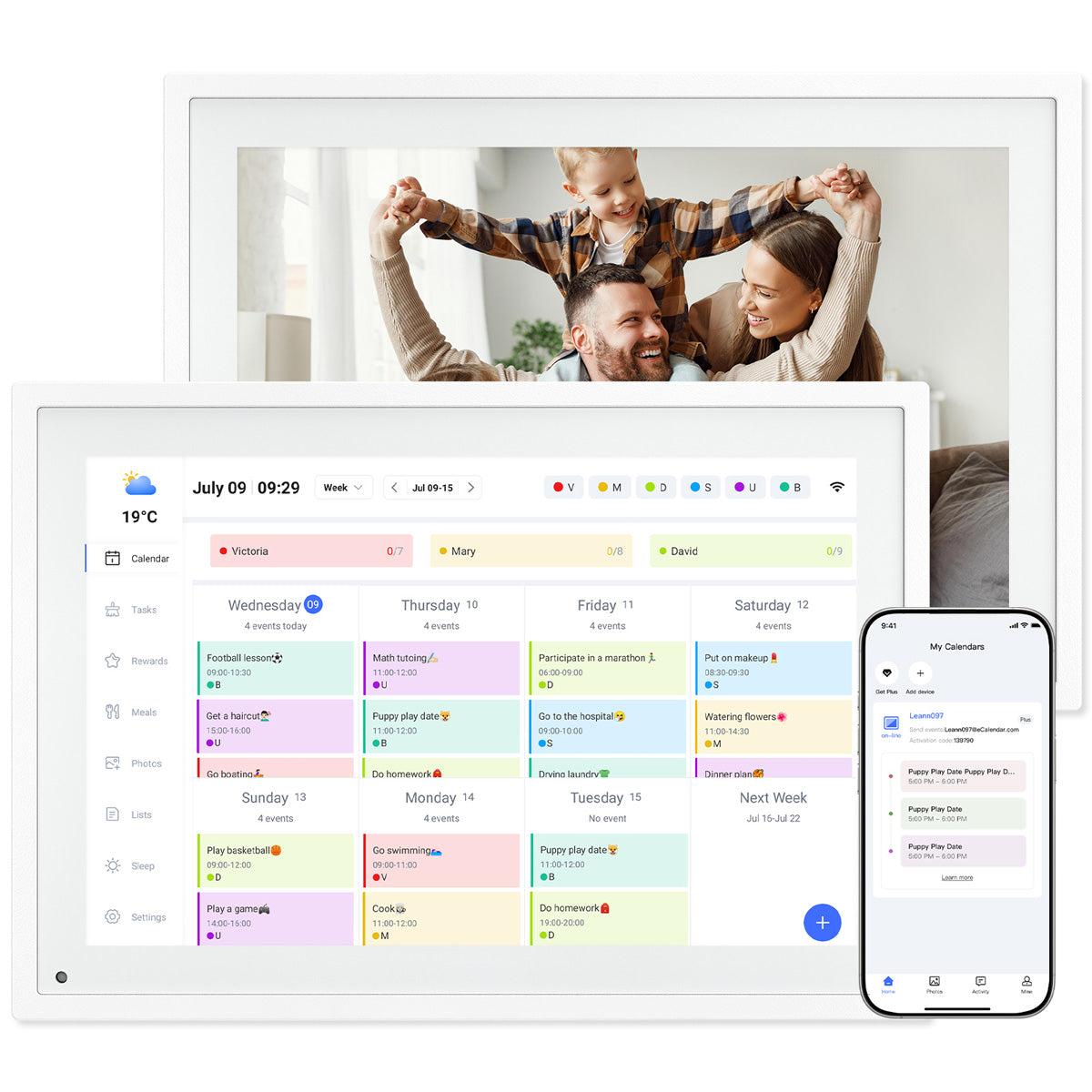 TABWEE P10 Calendario digital con pantalla táctil HD de 10.1 pulgadas con Wi-Fi y soporte para la aplicación eCalendar