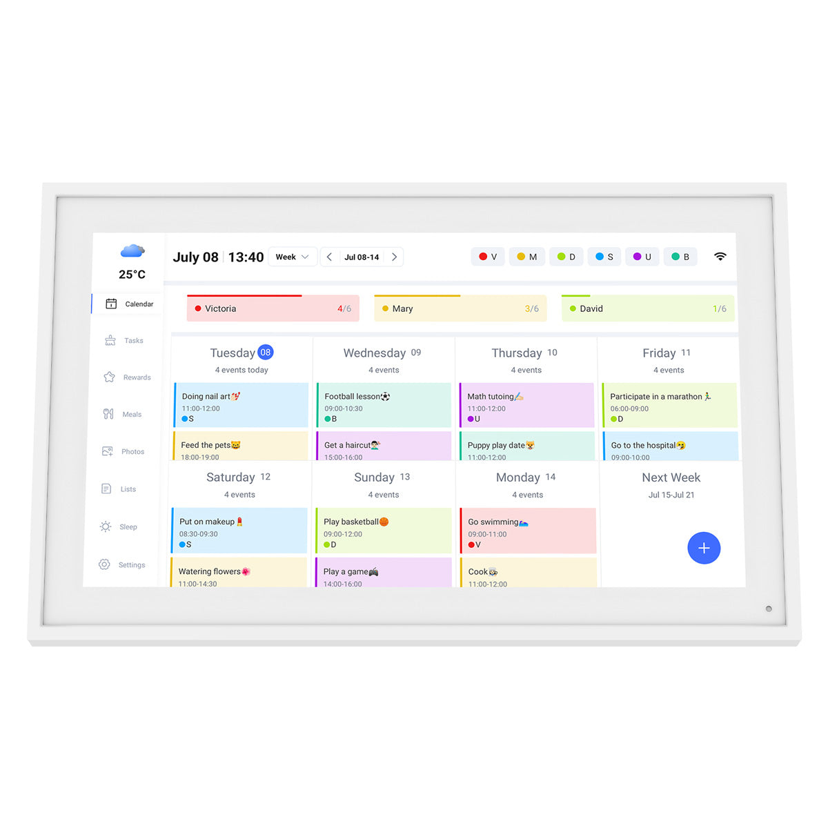 TABWEE P15 Pantalla táctil digital de 15,6 pulgadas Full HD 1080P con calendario, Wi-Fi y soporte para la aplicación eCalendar