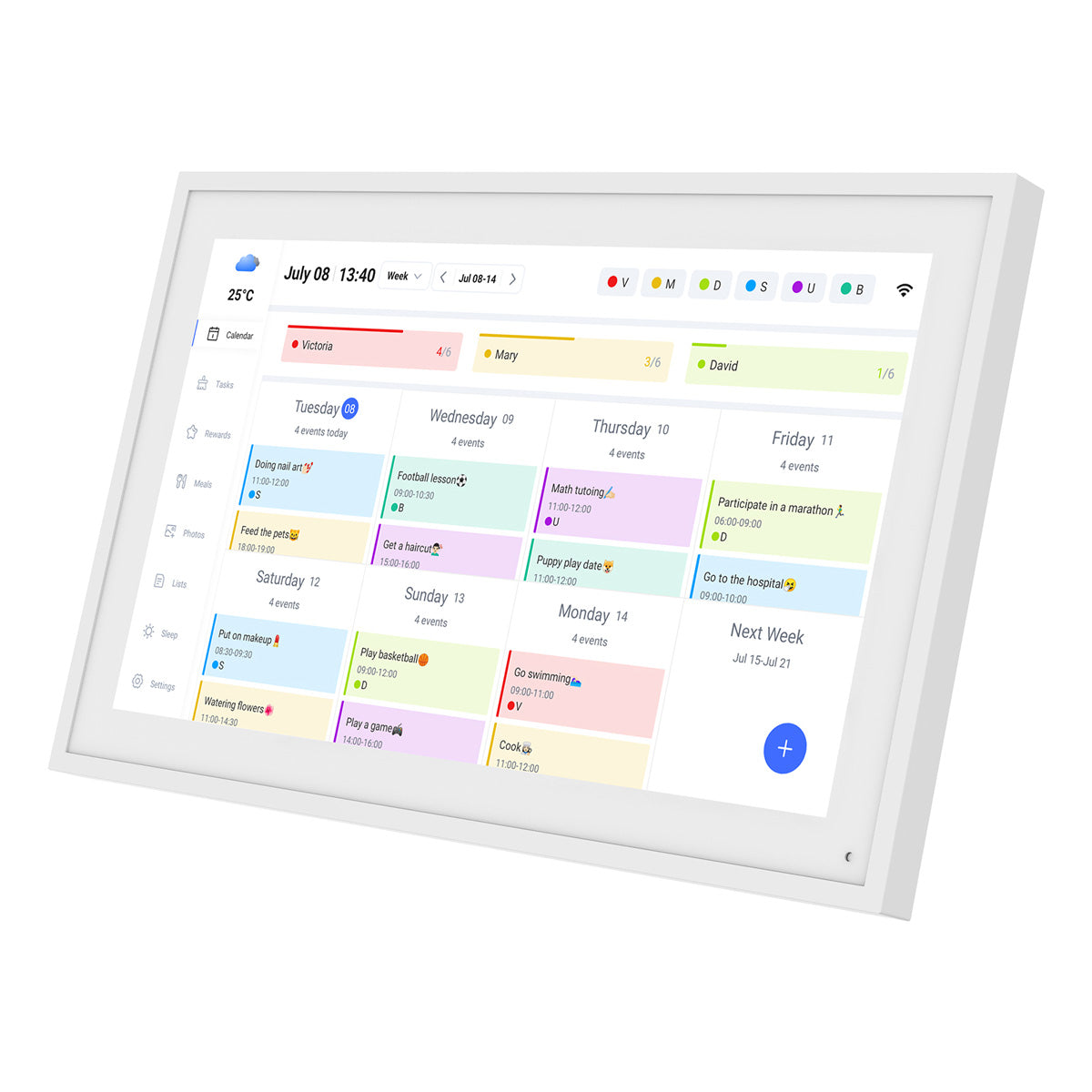 TABWEE P15 Pantalla táctil digital de 15,6 pulgadas Full HD 1080P con calendario, Wi-Fi y soporte para la aplicación eCalendar