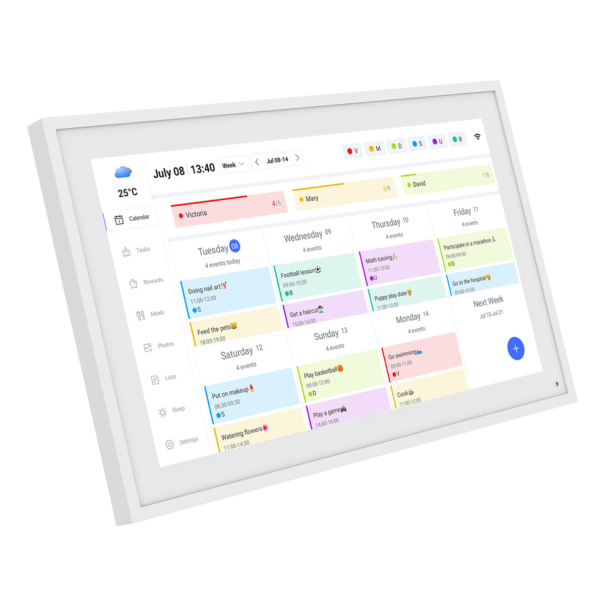 TABWEE P15 Pantalla táctil digital de 15,6 pulgadas Full HD 1080P con calendario, Wi-Fi y soporte para la aplicación eCalendar