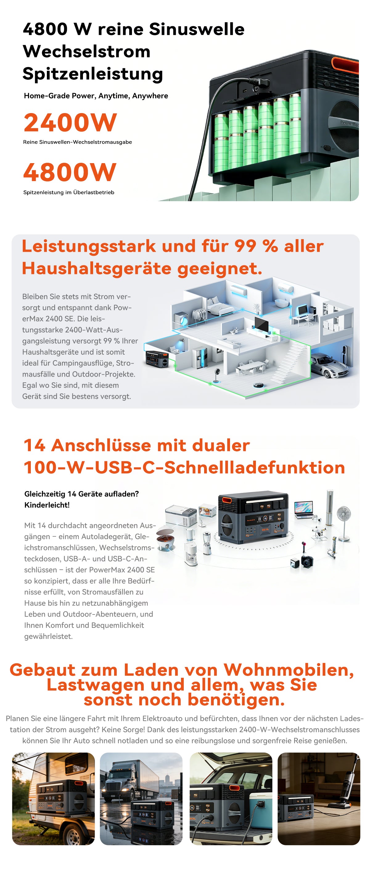 Oscal PowerMax 2400 SE Abnehmbare modulare Powerstation