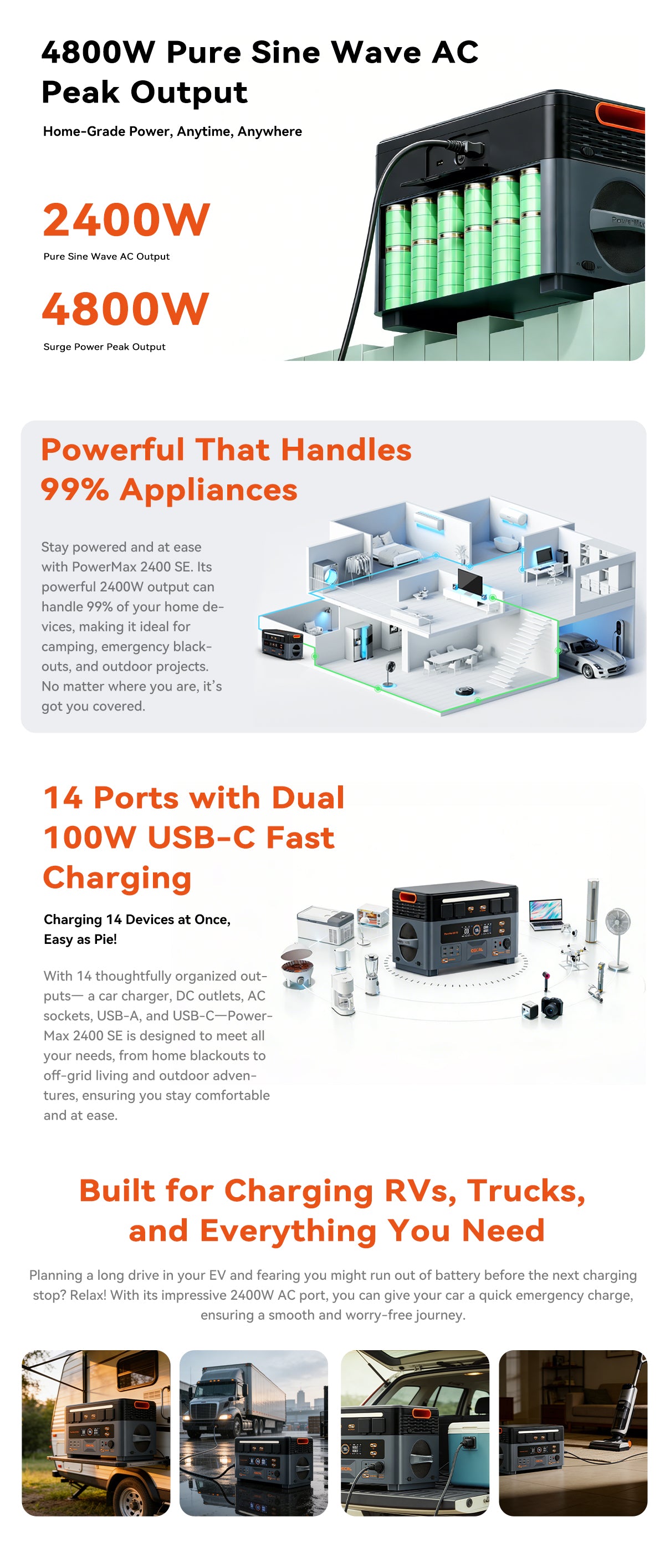 Oscal PowerMax 2400 SE Detachable Modular Power Station