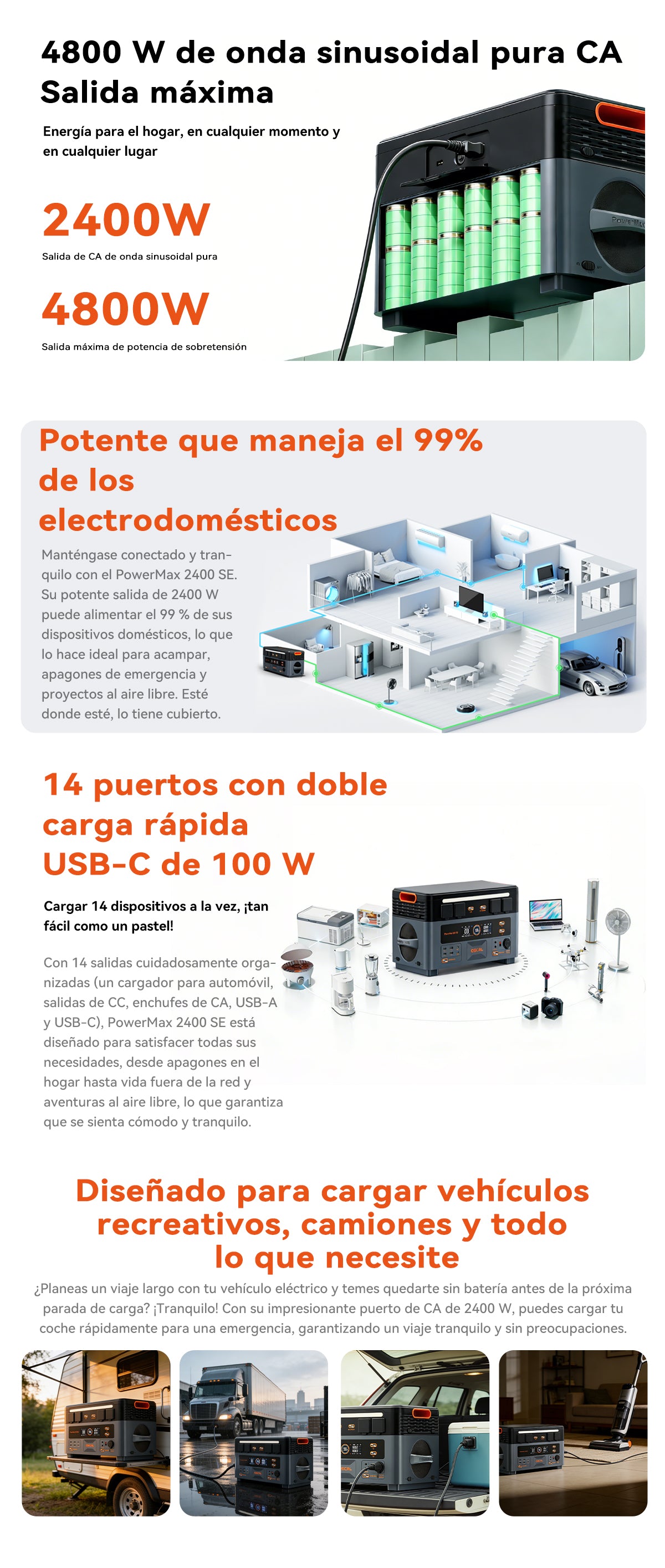 Estación de energía modular desmontable Oscal PowerMax 2400 SE