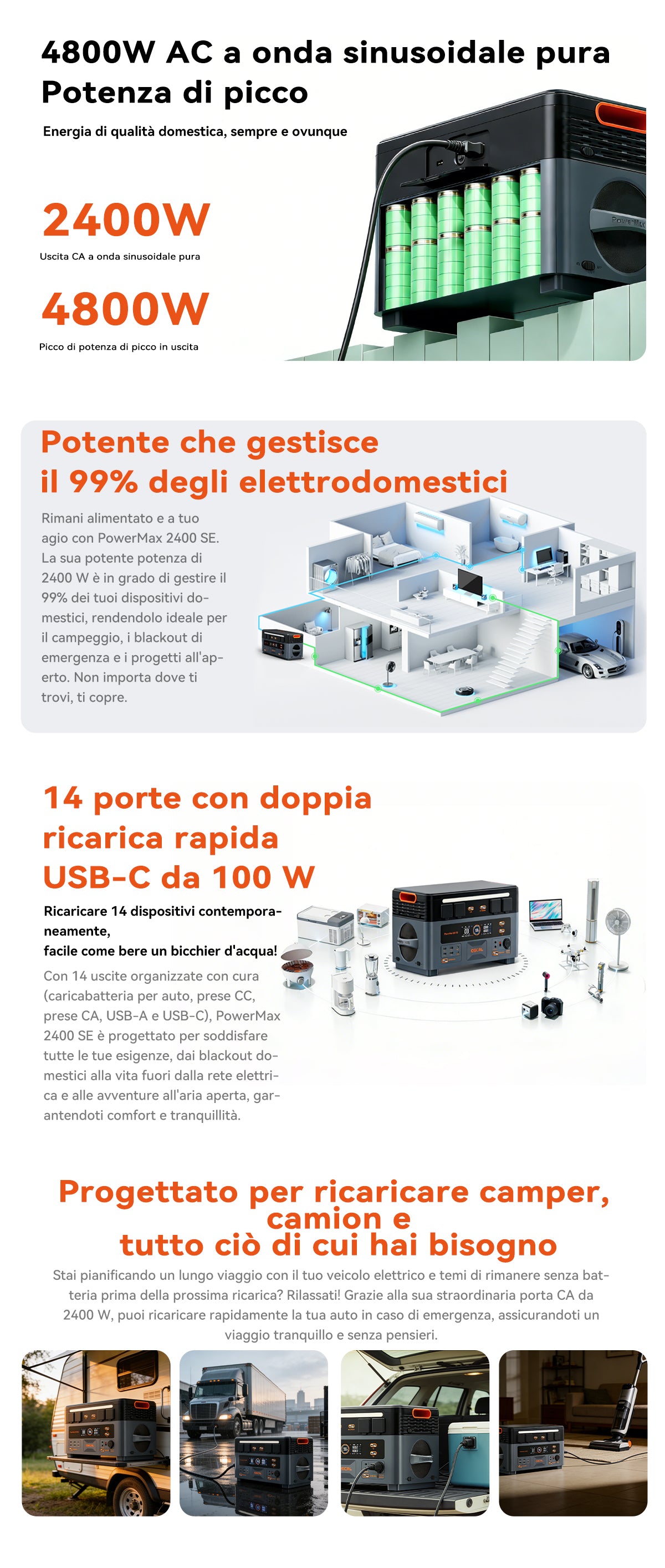 Stazione di alimentazione modulare smontabile Oscal PowerMax 2400 SE