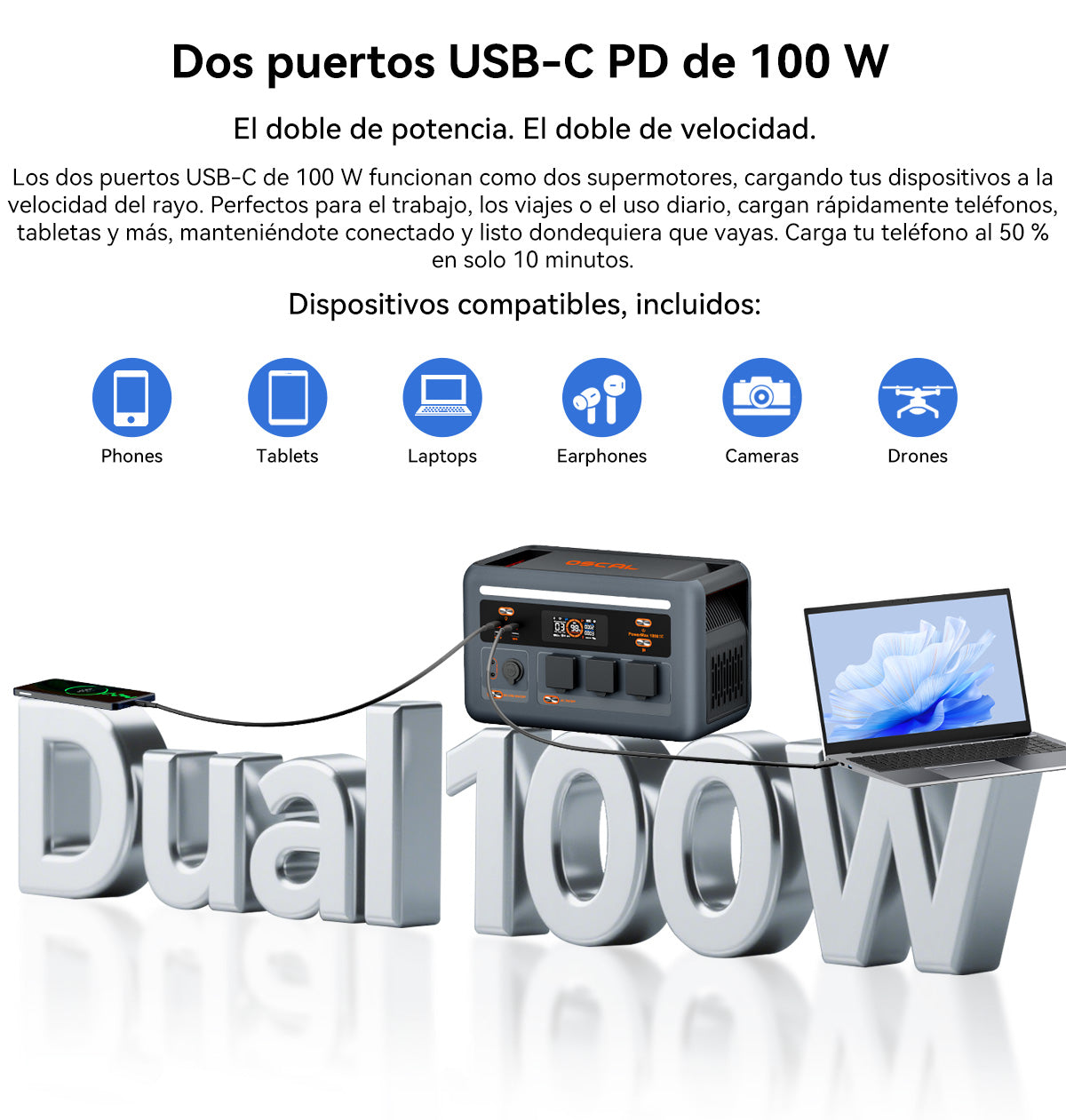 Estación de energía portátil Oscal PowerMax 1800 SE