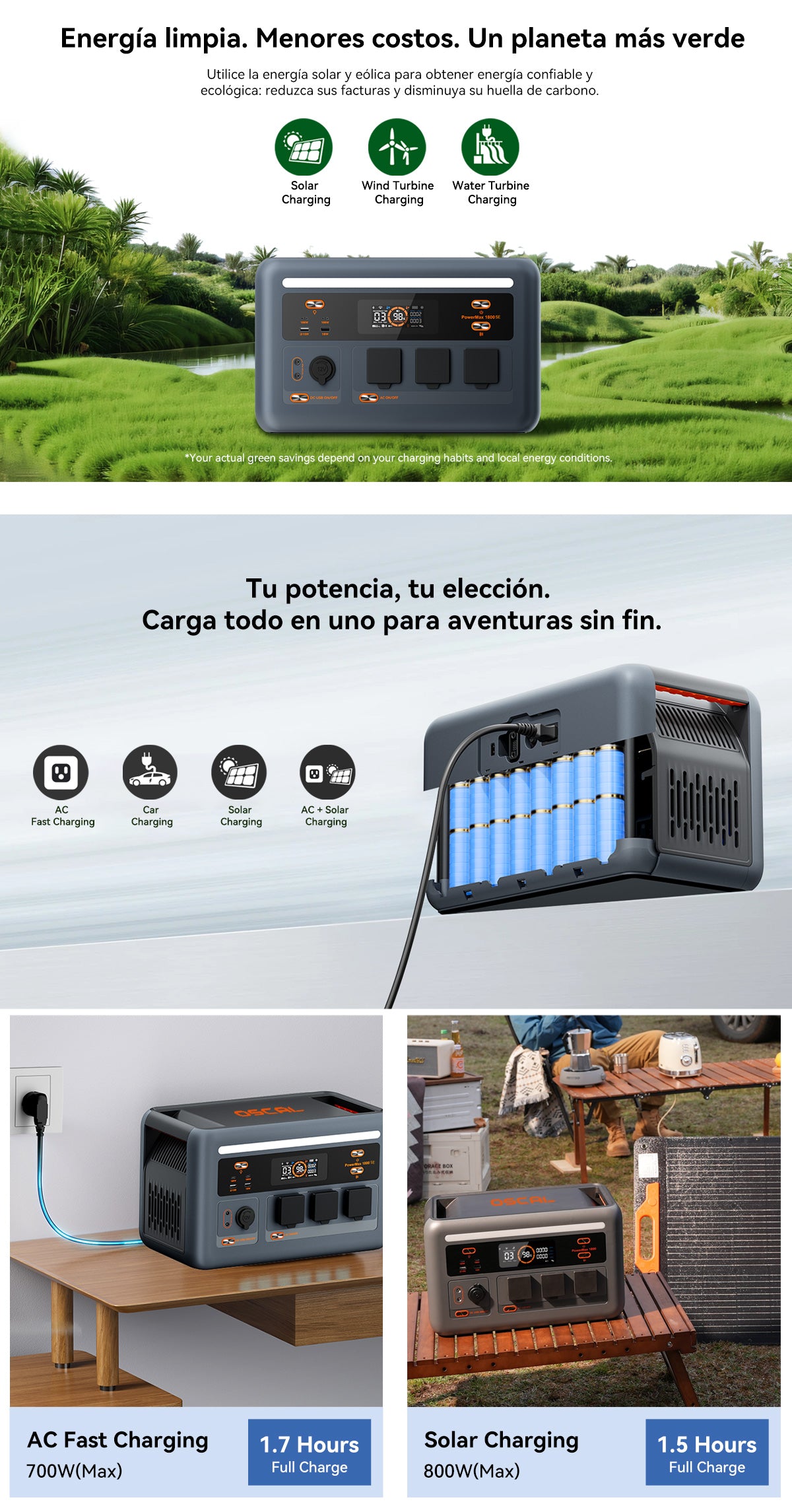 Estación de energía portátil Oscal PowerMax 1800 SE