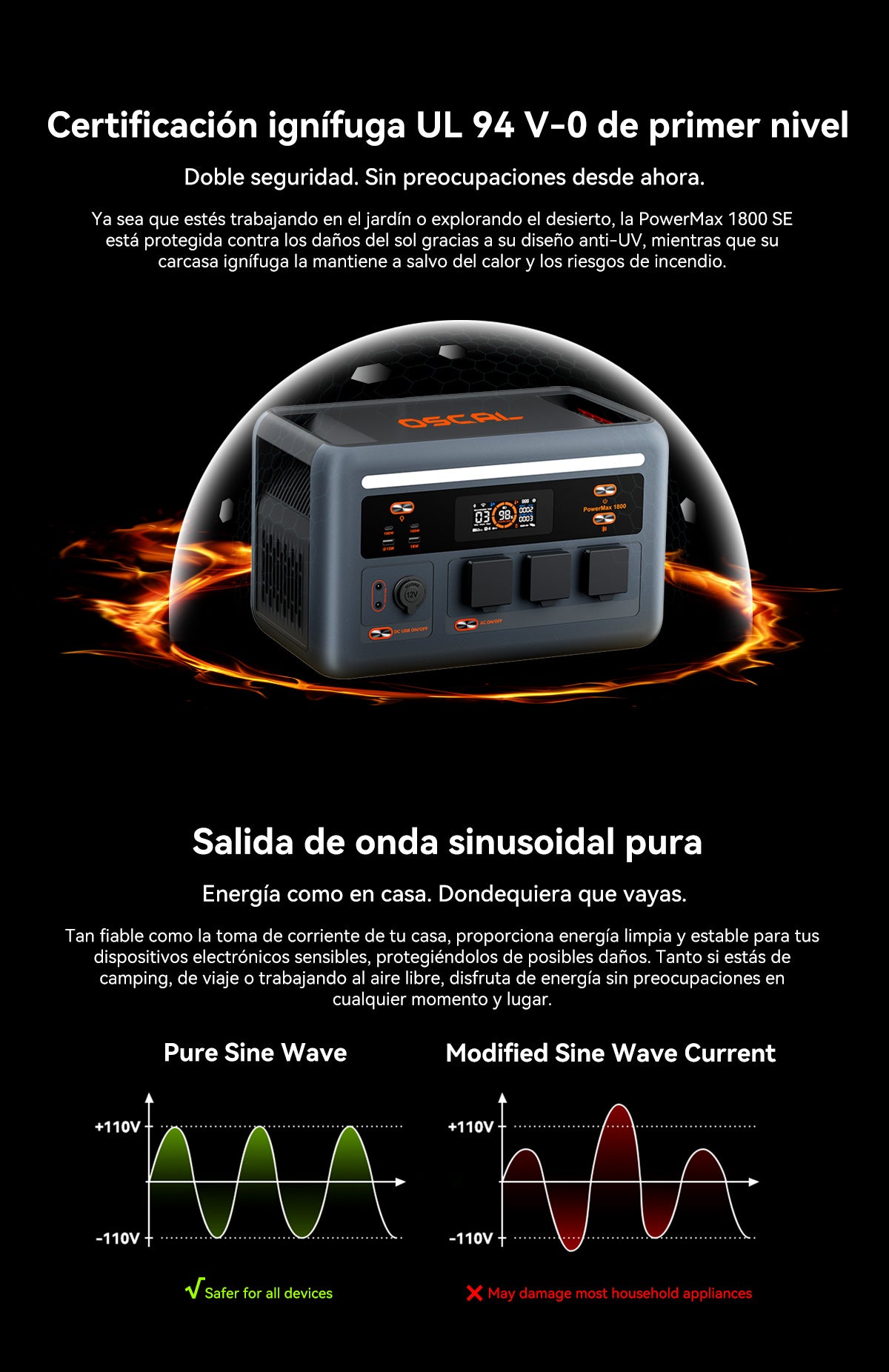 Estación de energía portátil Oscal PowerMax 1800 SE