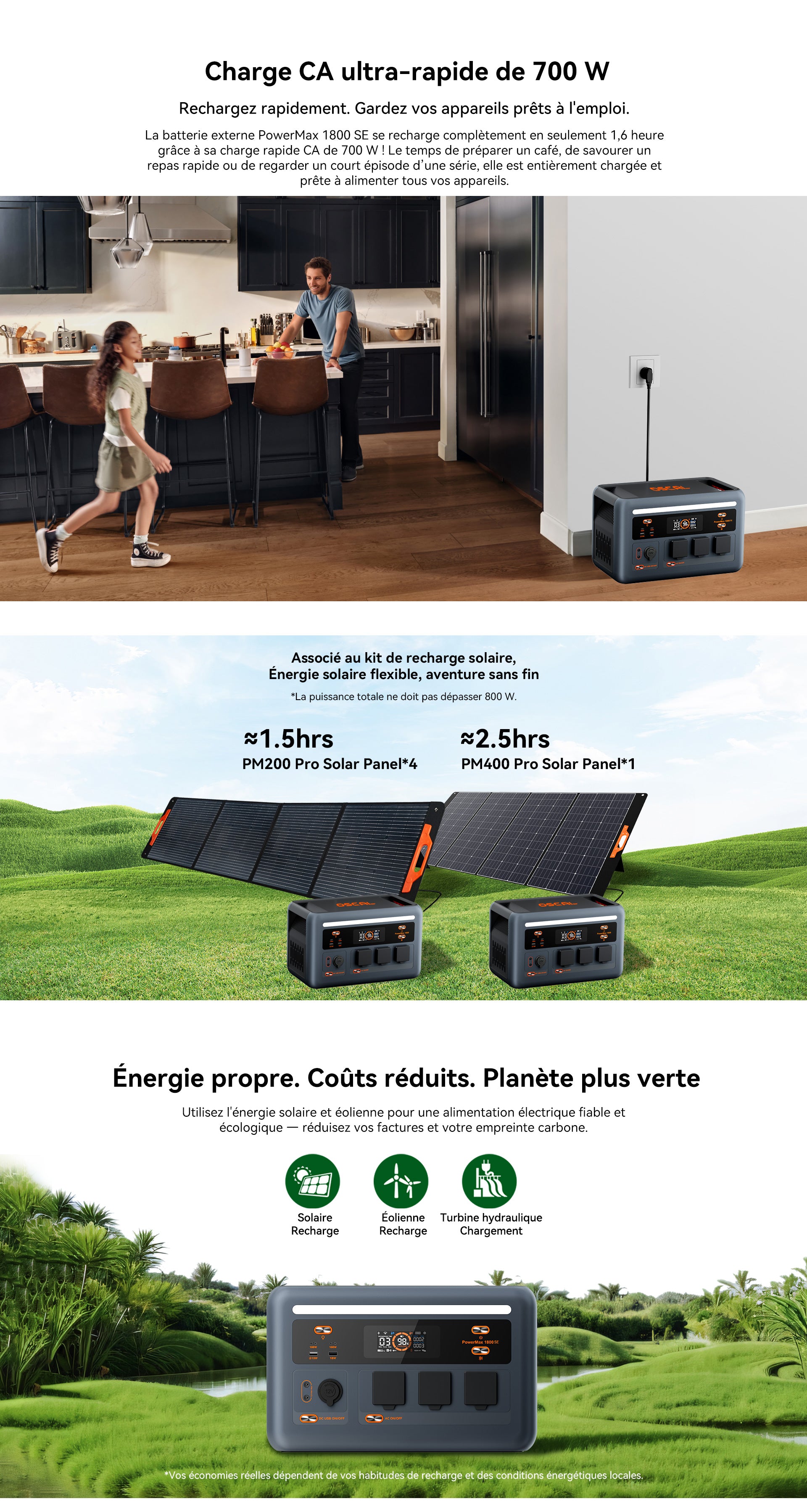 Station d'alimentation portable Oscal PowerMax 1800 SE