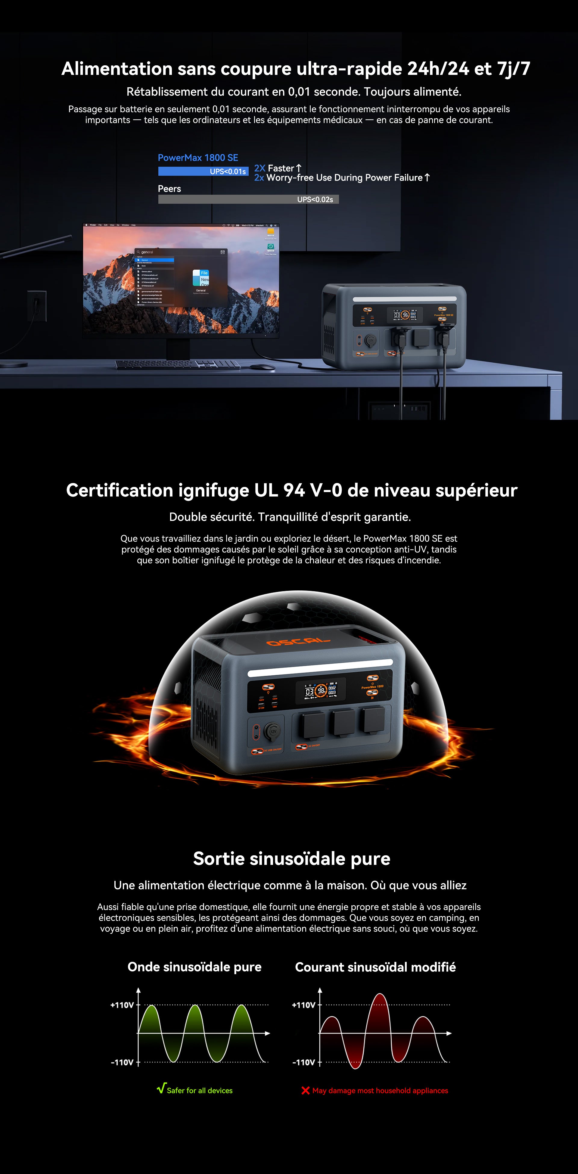 Station d'alimentation portable Oscal PowerMax 1800 SE