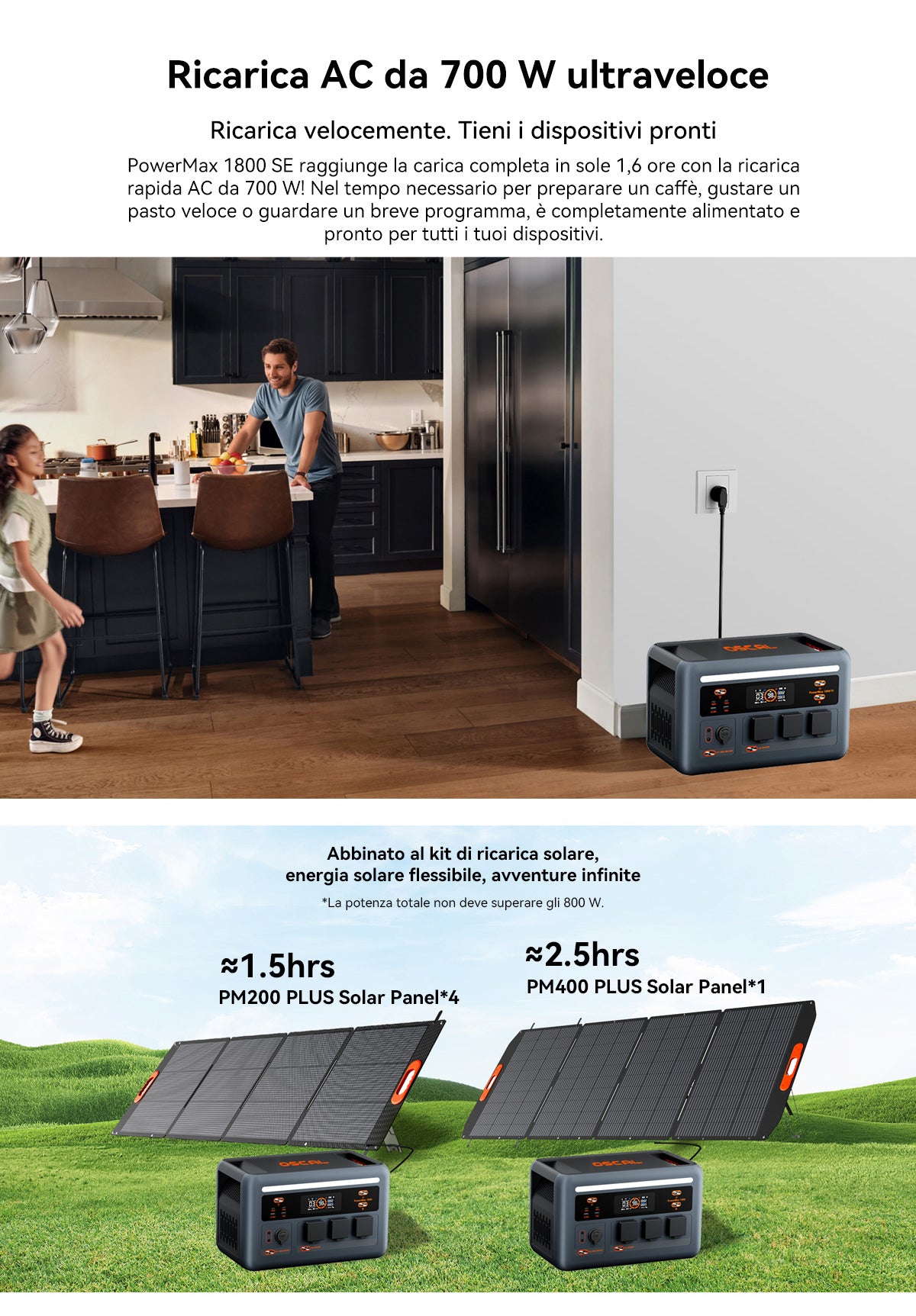Stazione di alimentazione portatile Oscal PowerMax 1800 SE