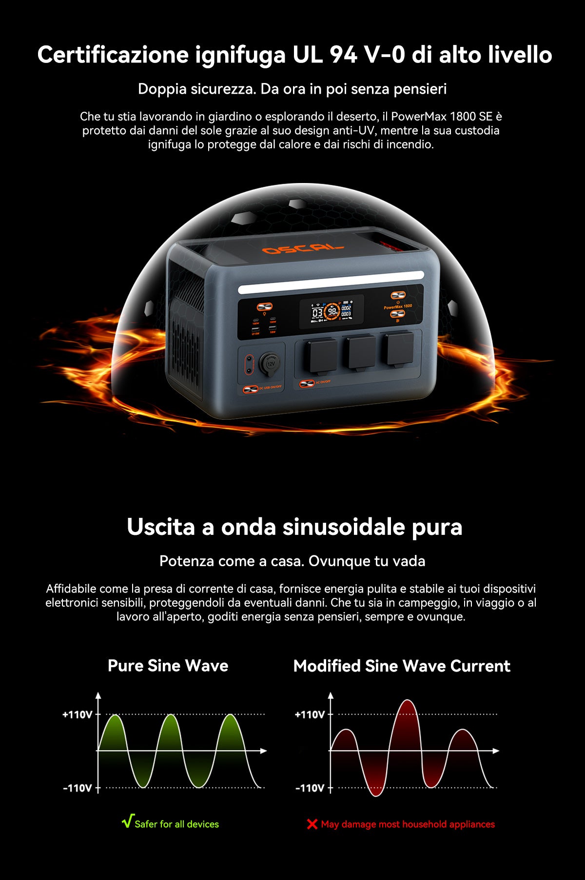 Stazione di alimentazione portatile Oscal PowerMax 1800 SE