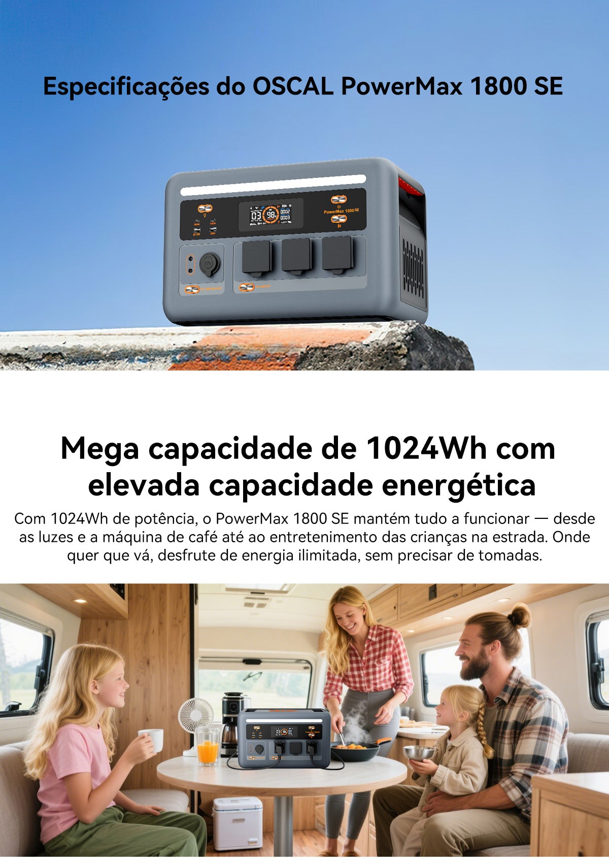 Estação de Energia Portátil Oscal PowerMax 1800 SE