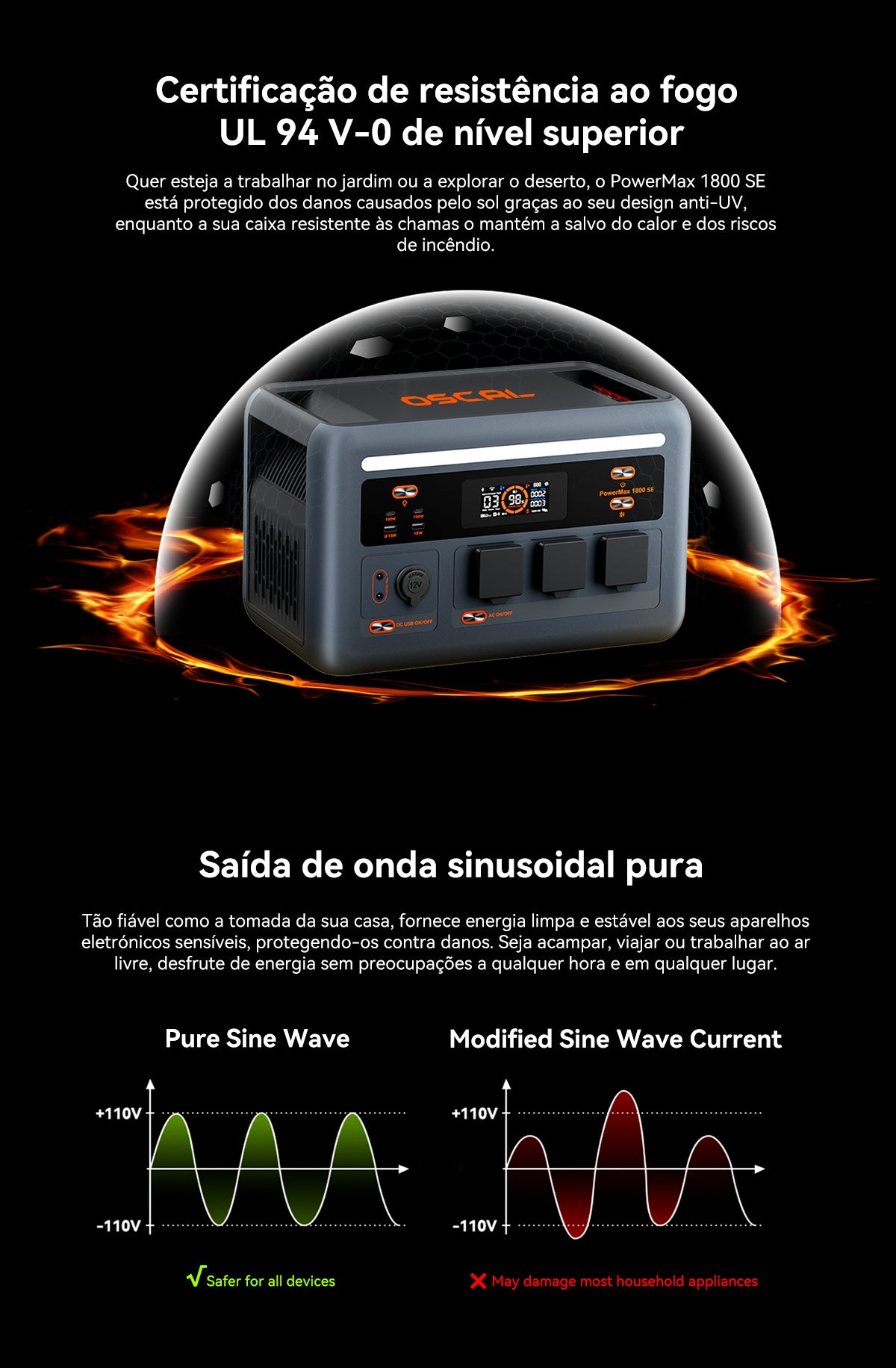 Estação de Energia Portátil Oscal PowerMax 1800 SE