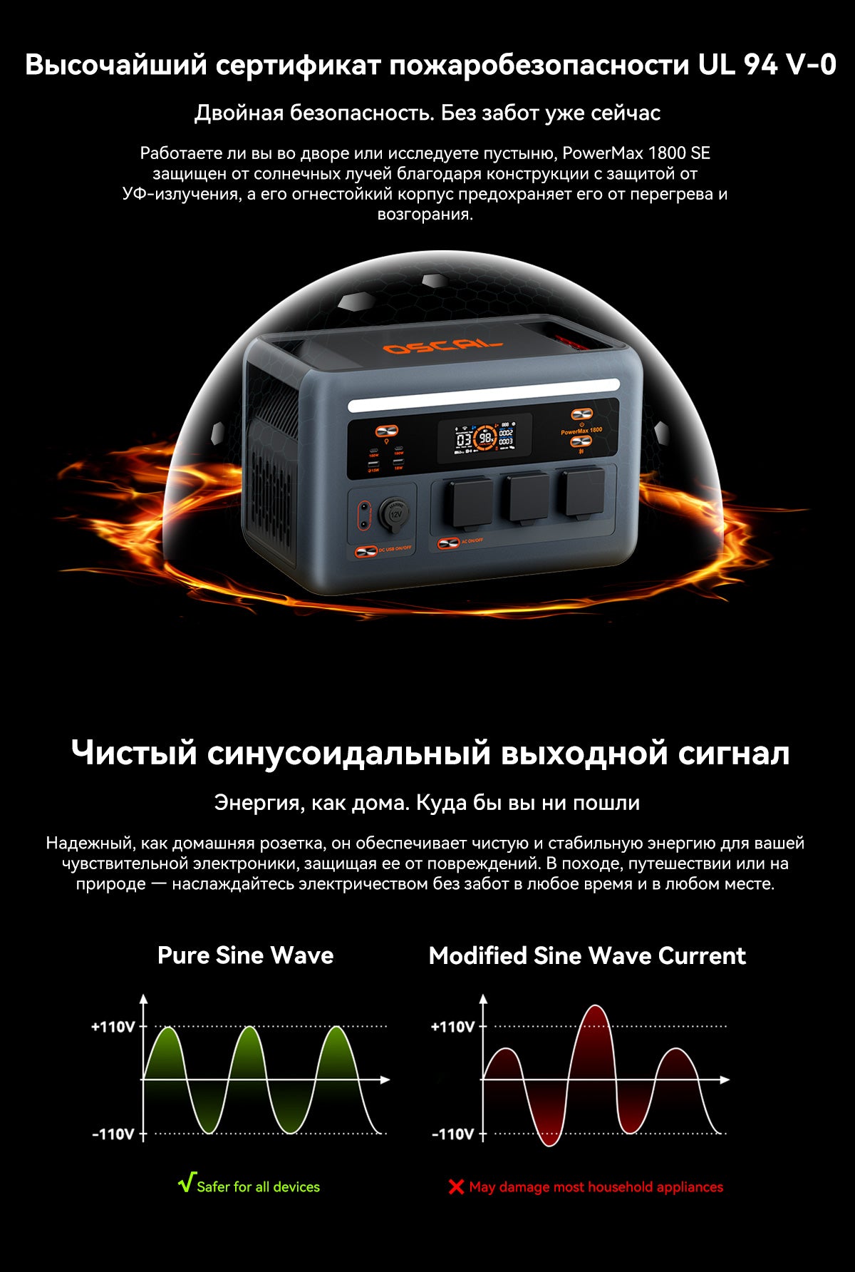 Портативная электростанция Oscal PowerMax 1800 SE