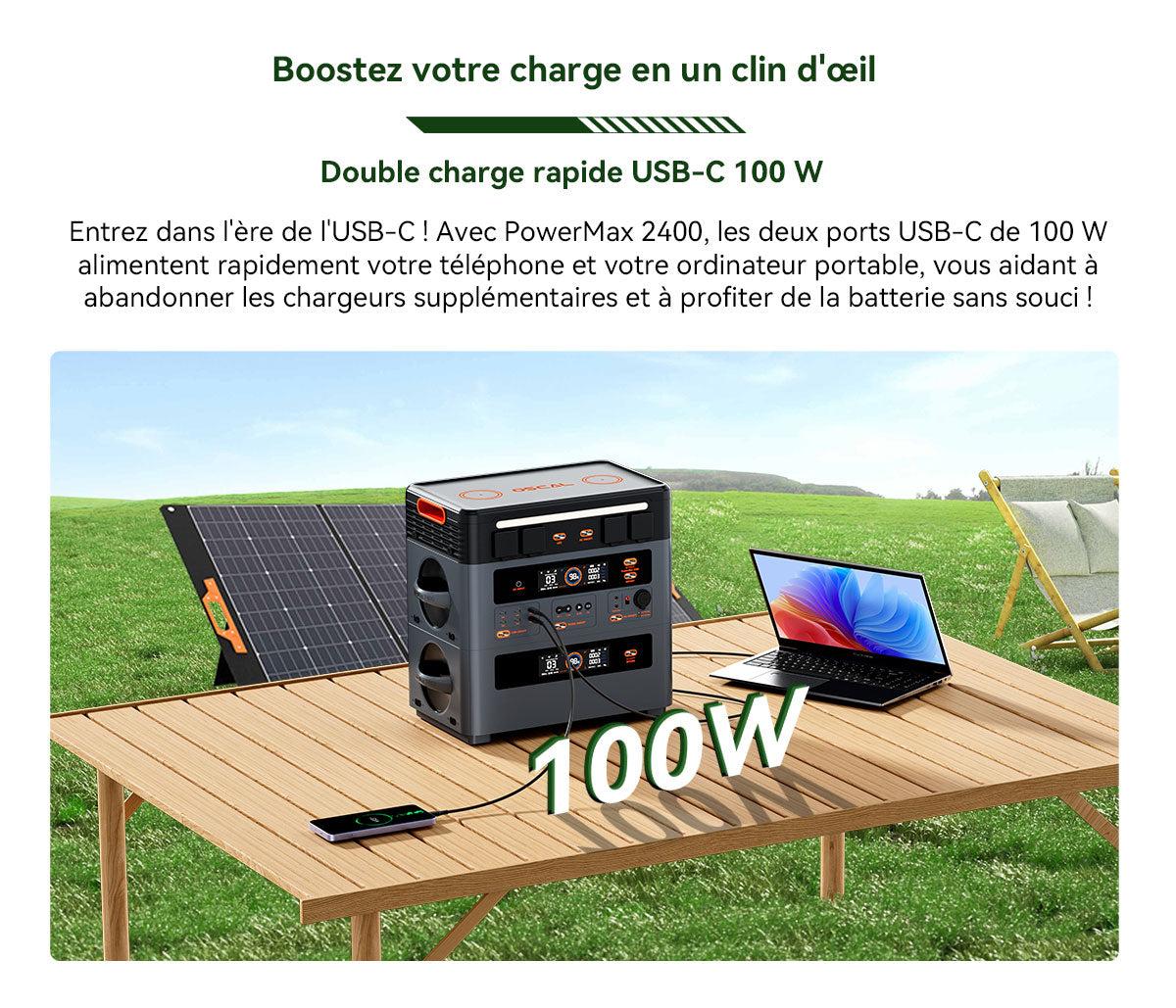 Station d'alimentation portable modulaire détachable empilable sans câble Blackview Oscal PowerMax 2400