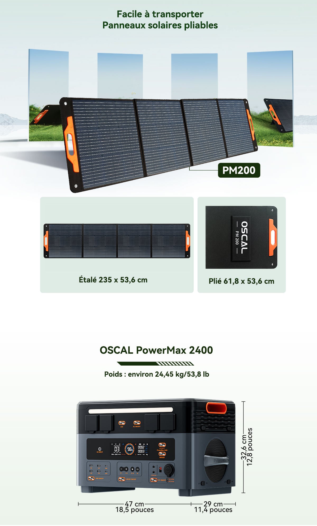 Station d'alimentation portable modulaire détachable empilable sans câble Blackview Oscal PowerMax 2400