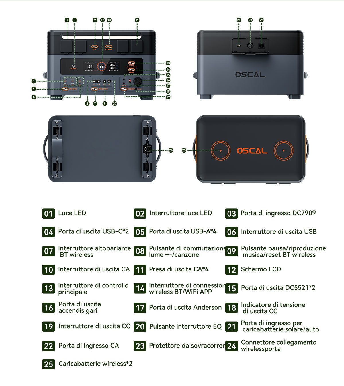 Blackview Oscal PowerMax 2400 Stazione di Alimentazione Portatile Modulare Staccabile Senza Cavi