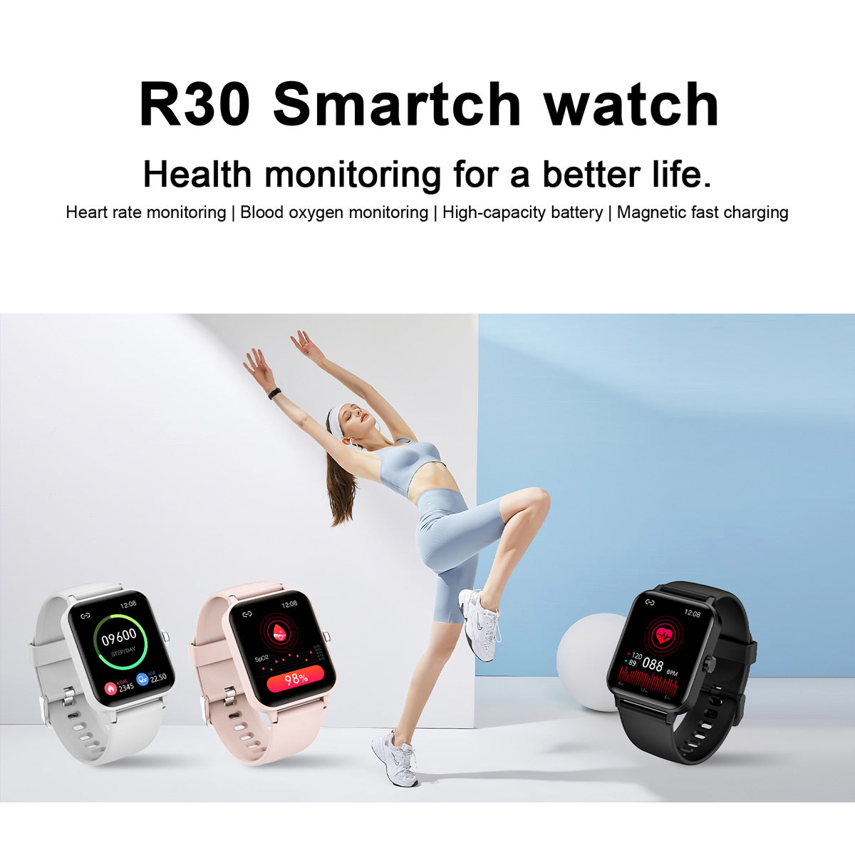 13€ sur Blackview R30 Montre Connectée Femme Homme Smartwatch