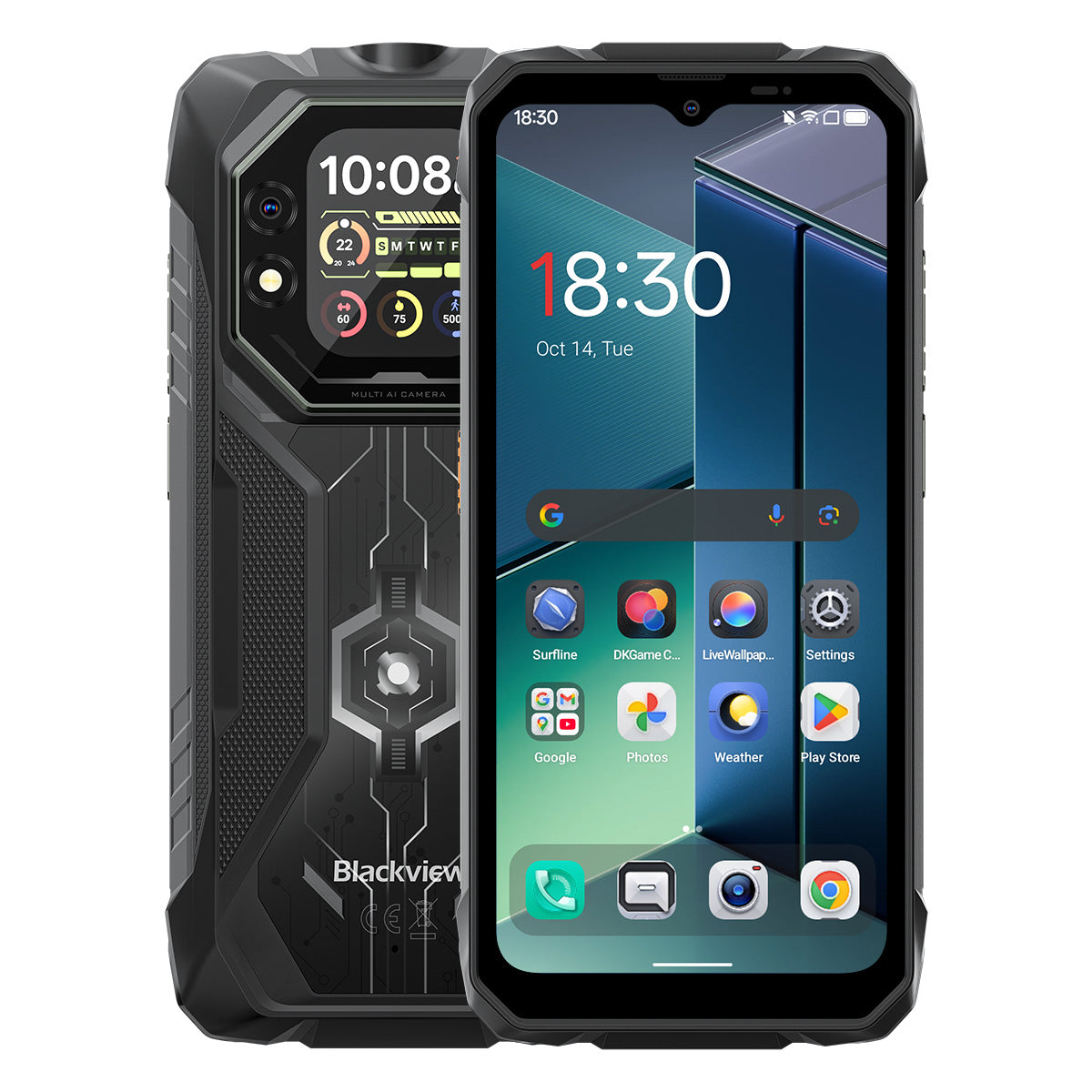 Blackview ROCK 1 ecrã principal de 6,56 polegadas 90Hz e ecrã secundário de 2,01" MediaTek Helio G81 Octa-core 15000mAh Câmara de visão noturna 20MP Telemóvel robusto 4G