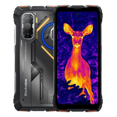 Front and back of the orange Blackview ROCK 3 Thermal Imaging 4G rugged phone.