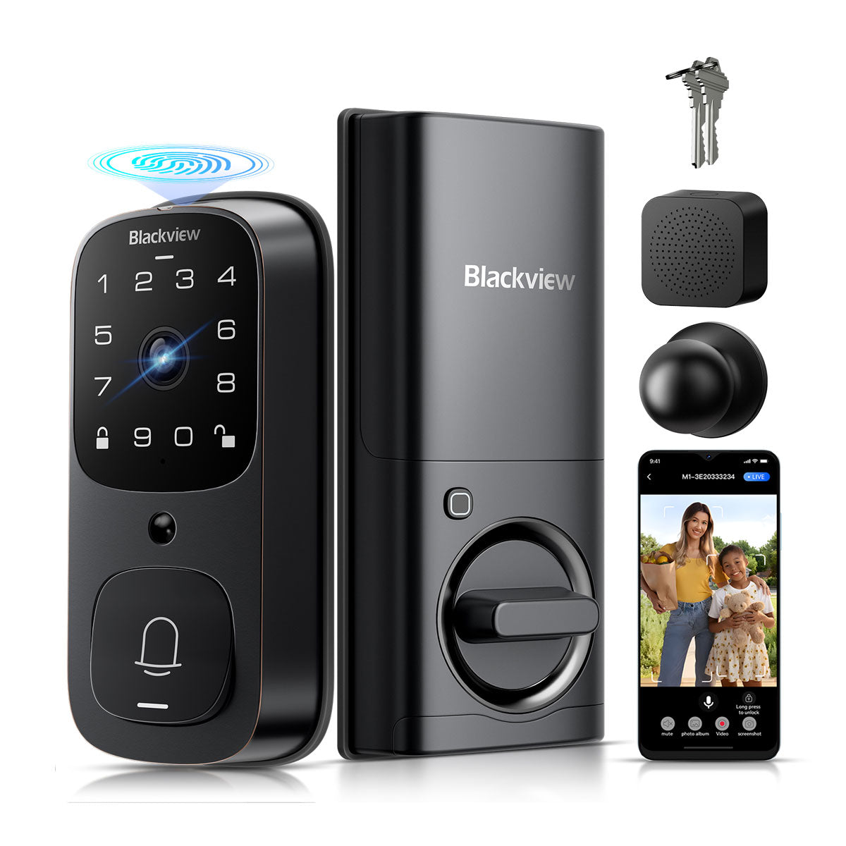 Blackview SE80 3-in-1 Video Smart Lock 3.5K Door Camera+Doorbell+Fingerprint Unlock WIFI Connection & 10000mAh Rechargeable Battery