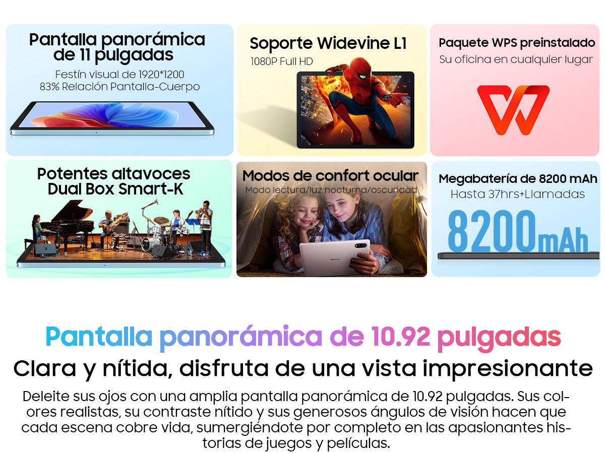 Blackview Tab 90 WiFi Tableta PC Android de 10.92 pulgadas