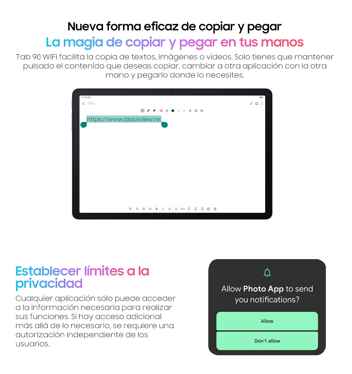 Blackview Tab 90 WiFi Tableta PC Android de 10.92 pulgadas